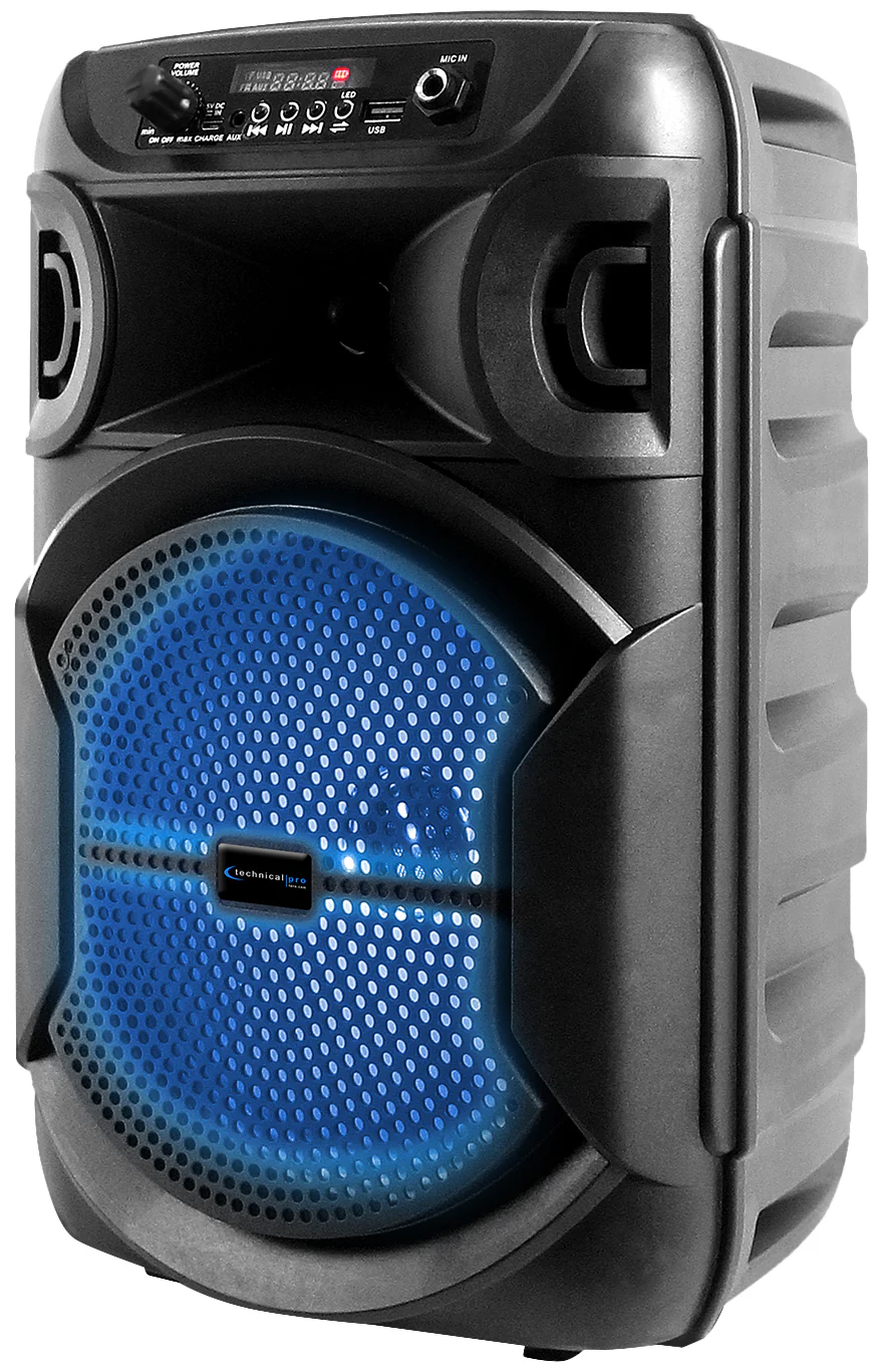 Technical Pro BOOM8 Rechargeable 8" LED Party Speaker w/Bluetooth/USB+Microphone - Image 4