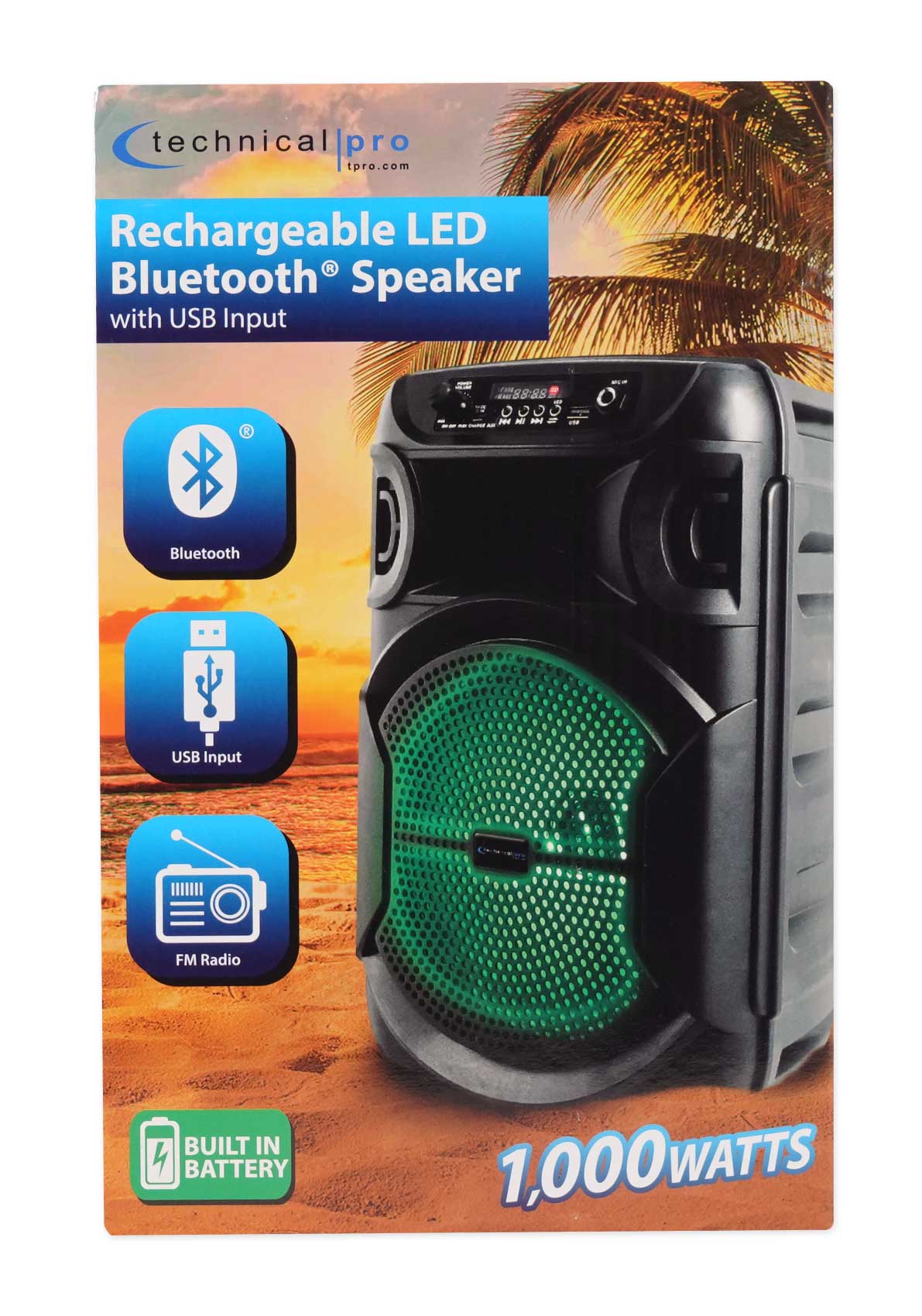 Technical Pro Rechargeable 8" LED Karaoke Machine Speaker System w/Bluetooth+Mic - Image 13