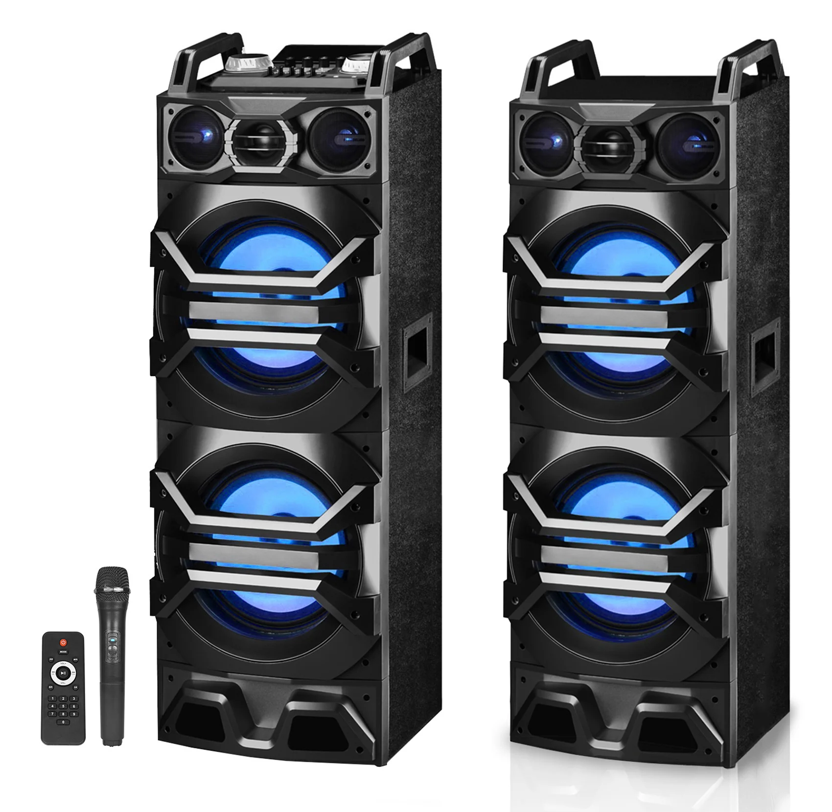 Technical Pro Dual 10" 3000w Home Theater Bluetooth Speakers w/USB/SD/LED+Mic - Image 7