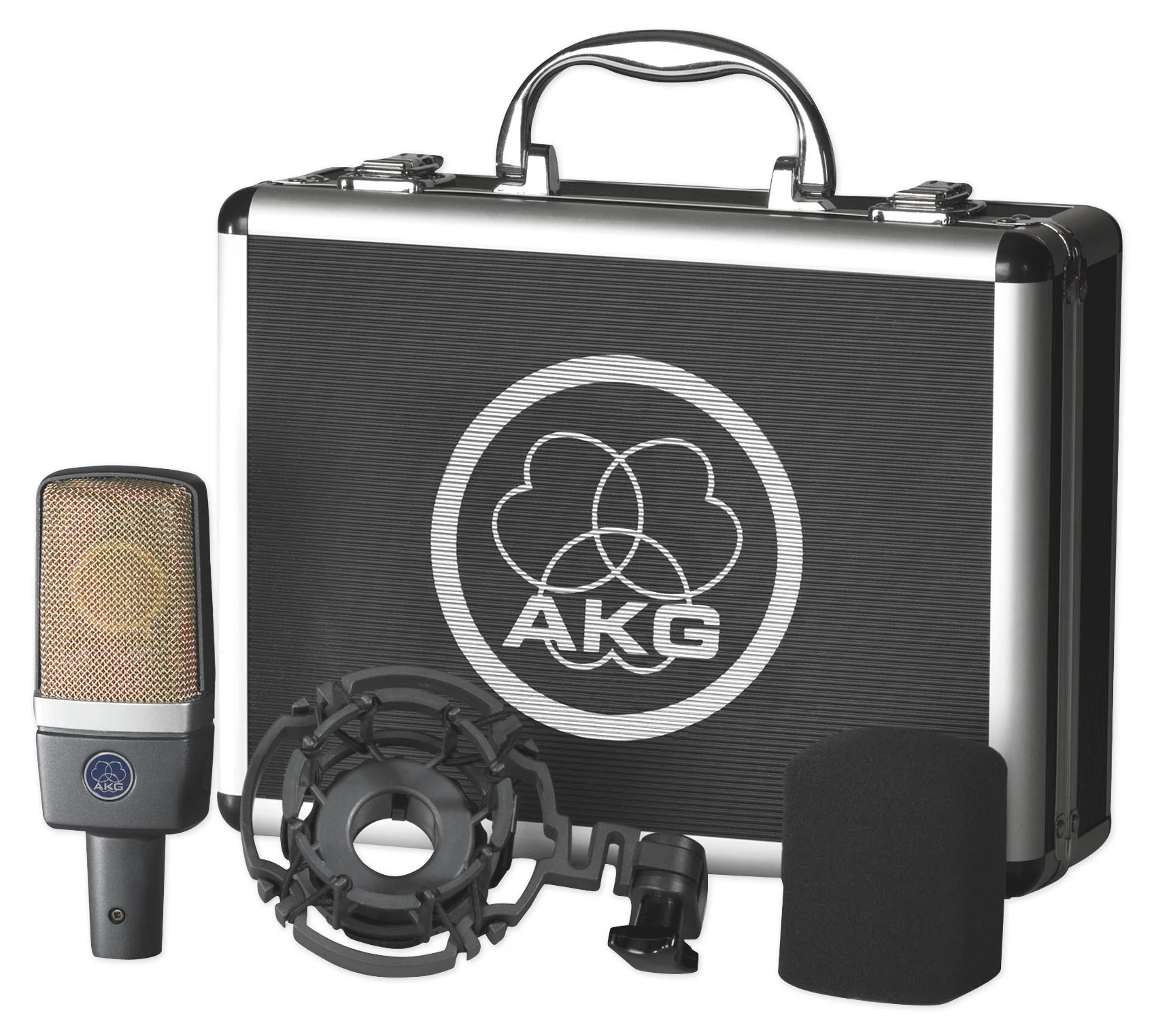 AKG C214 Pro Condenser Microphone Recording Mic+Audio Technica Headphones+Shield - Image 2