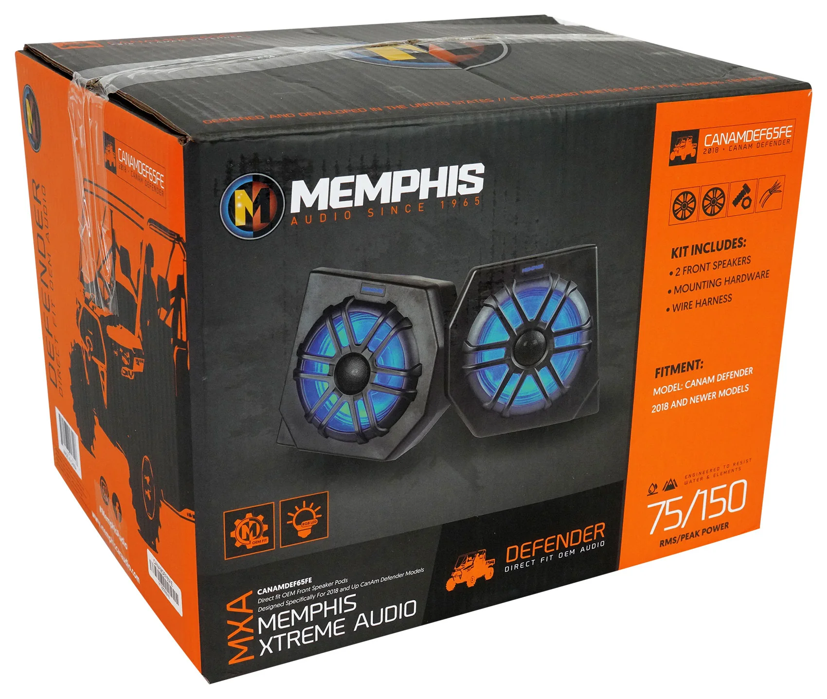 2) Memphis Audio CANAMDEF65FE 75w RMS Speaker Pods+Amp For 2018+ Can Am Defender - Image 2