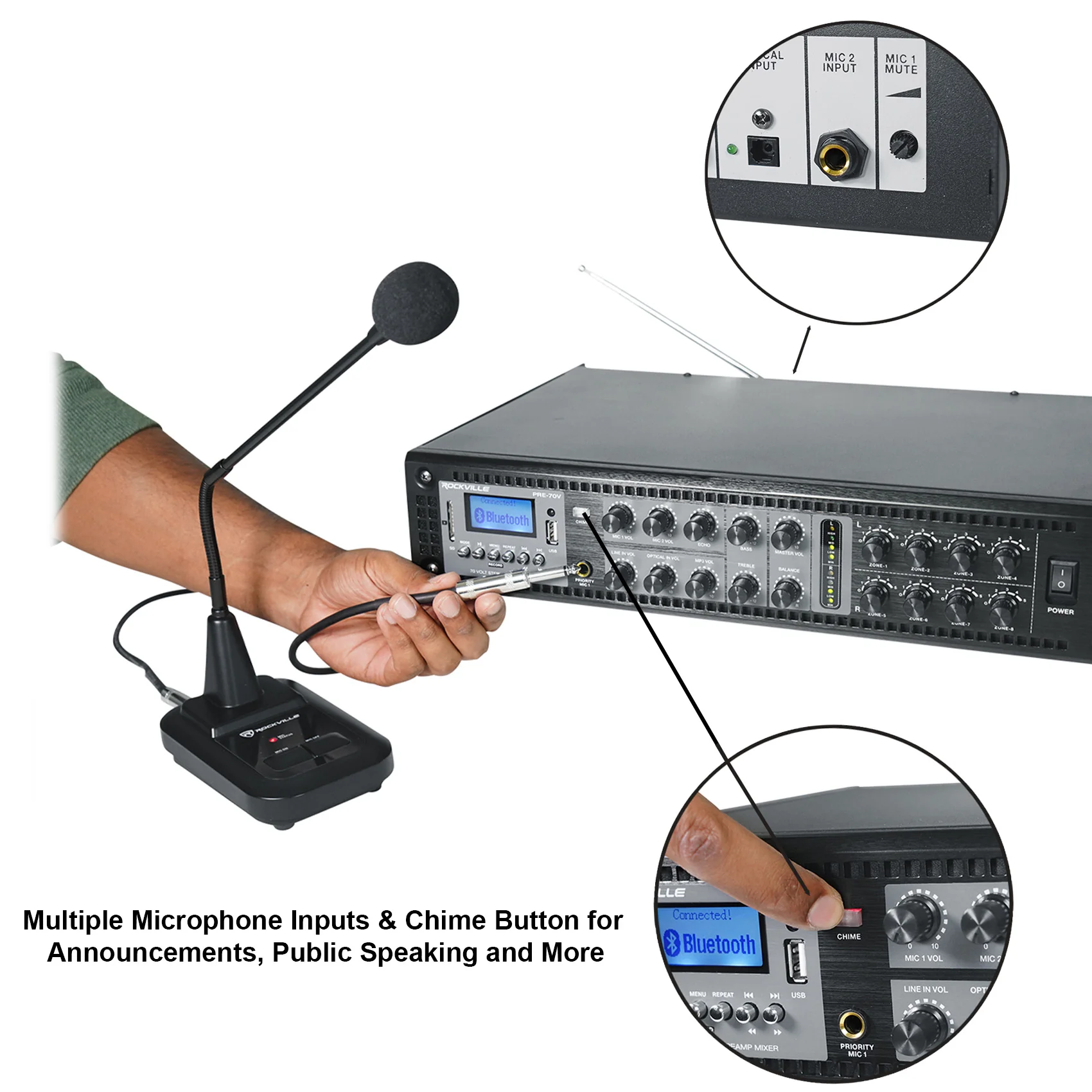 Crown CDi1000 2-Channel 70V Commercial Amplifier+Preamp Mixer w/Bluetooth+Mic - Image 11
