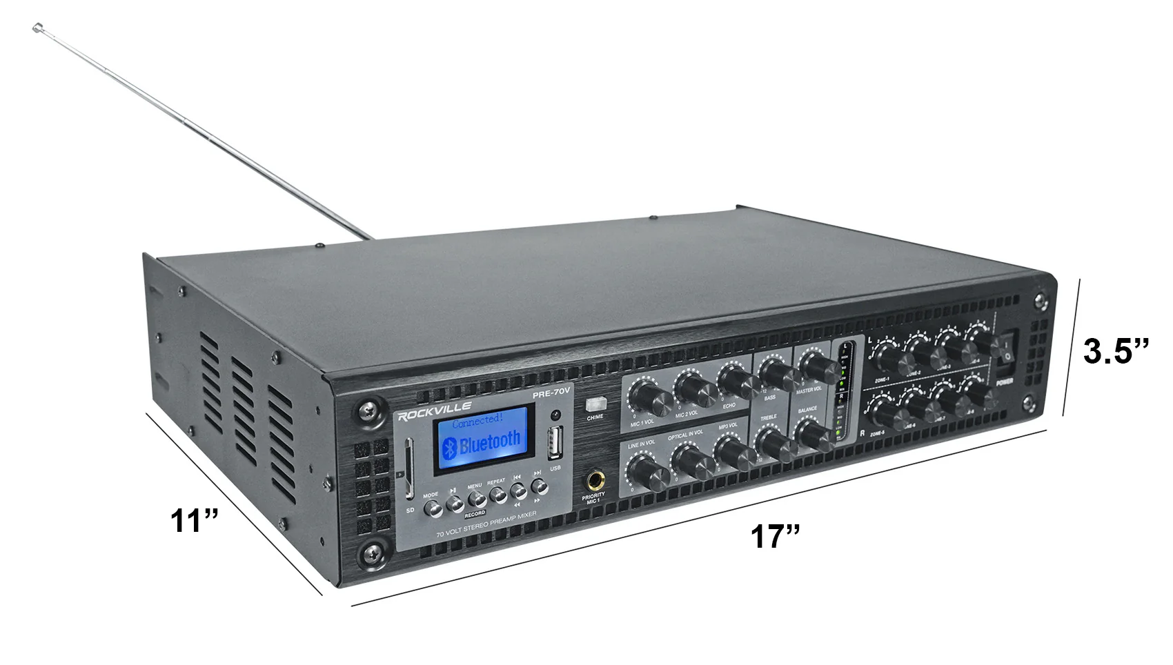 Crown CDi1000 2-Channel 70V Commercial Amplifier+Preamp Mixer w/Bluetooth+Mic - Image 26