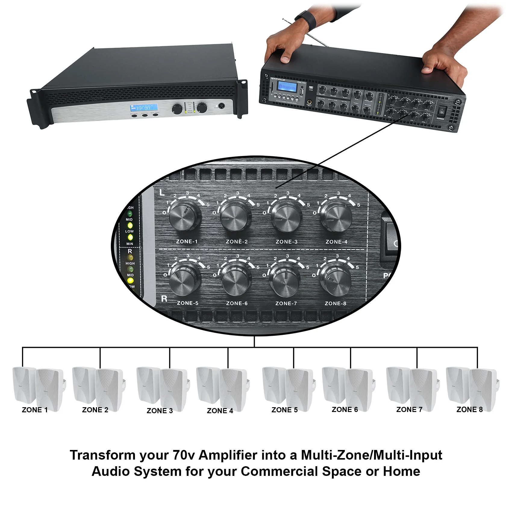 Crown CDi1000 2-Channel 70V Commercial Amplifier+Preamp Mixer w/Bluetooth+Mic - Image 27