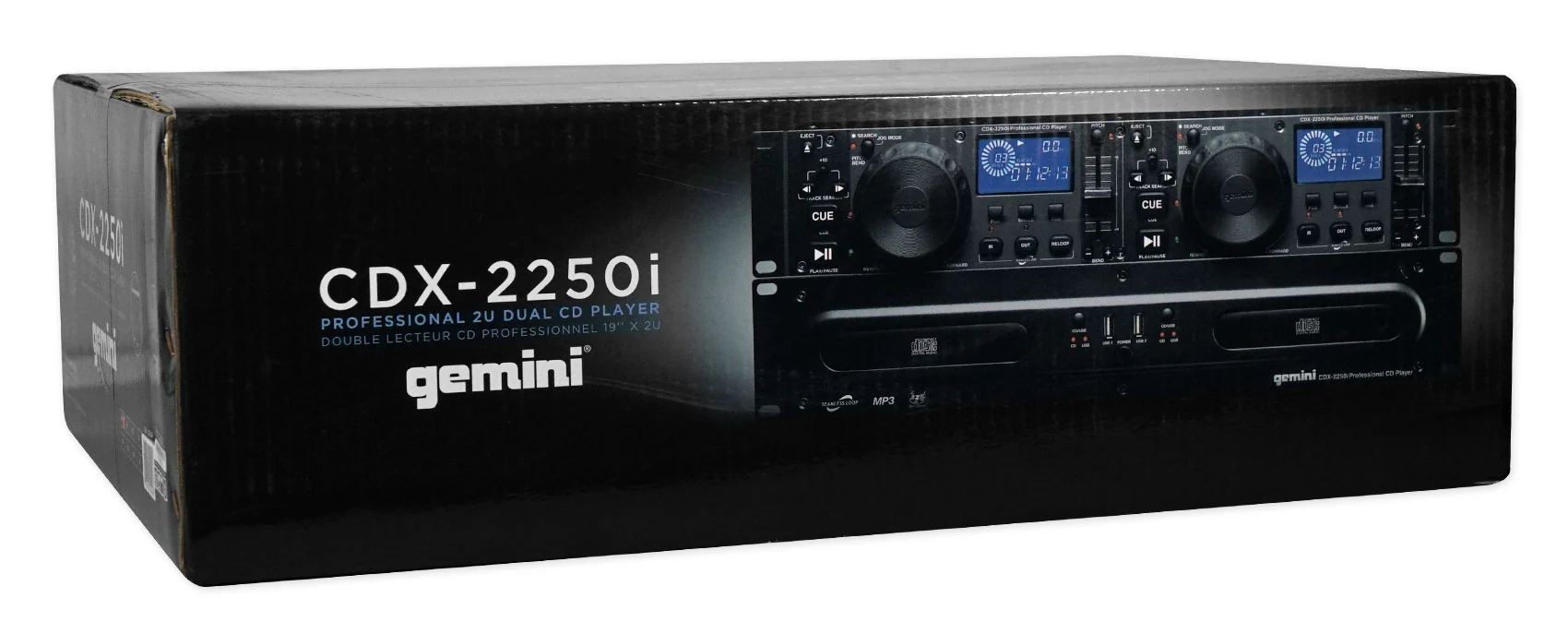 Gemini CDX-2250i DJ Dual Two Deck CD/MP3 Media Player+(2) Par Wash Up-Lights - Image 7