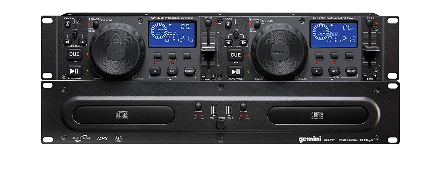 Gemini CDX-2250i Pro DJ Dual Two Deck Rack Mount CD/MP3 Media Player+2-Ch Mixer - Image 2