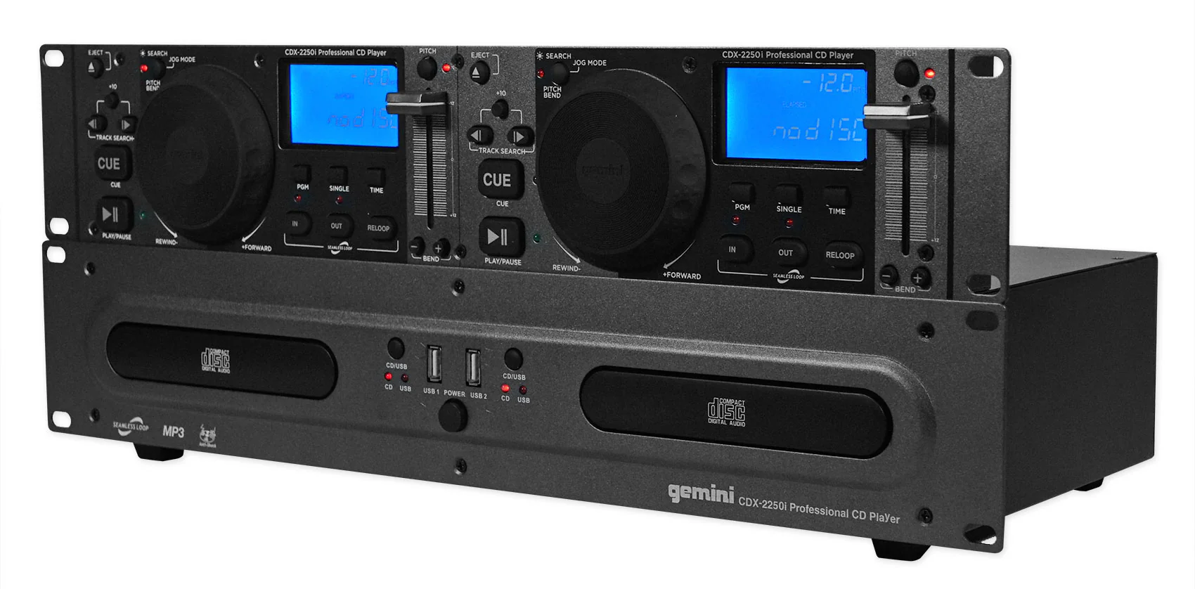 Gemini CDX-2250i DJ Dual Two Deck CD/MP3 Media Player+Dual Wireless Mics - Image 10