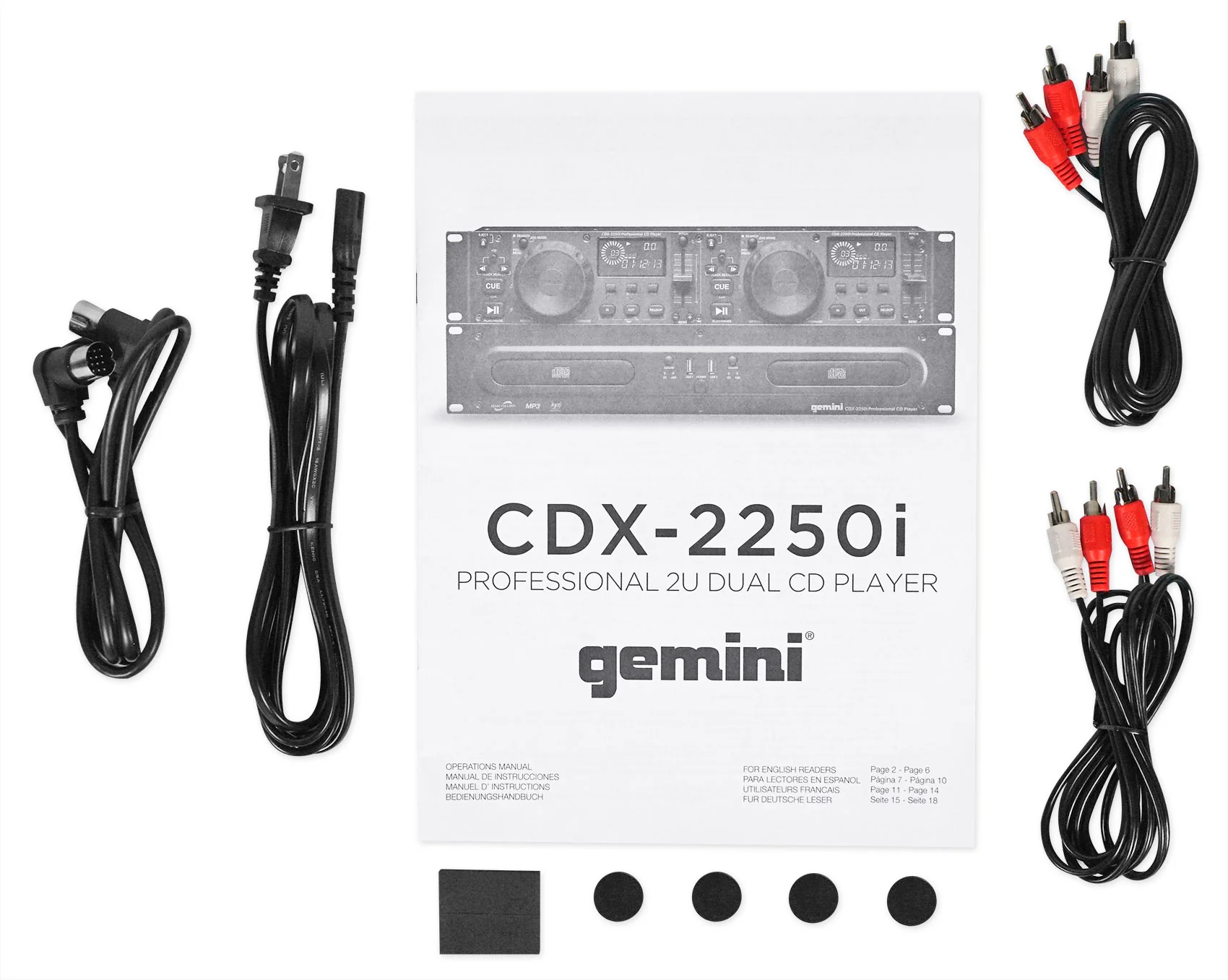 Gemini CDX-2250i DJ Dual Two Deck CD/MP3 Media Player+Adjustable Stand - Image 6