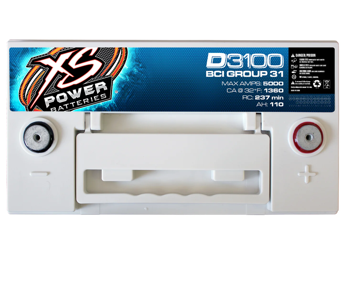 XS Power D3100 5000 Amp Power Cell Car Battery + Hardware + Power/Ground Wires - Image 6