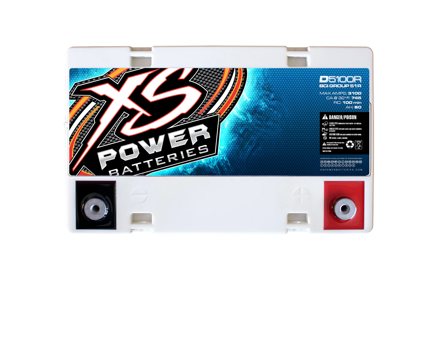 XS Power D5100R 3100 Amp AGM Power Cell Car Audio Battery + Power/Ground Wires - Image 6