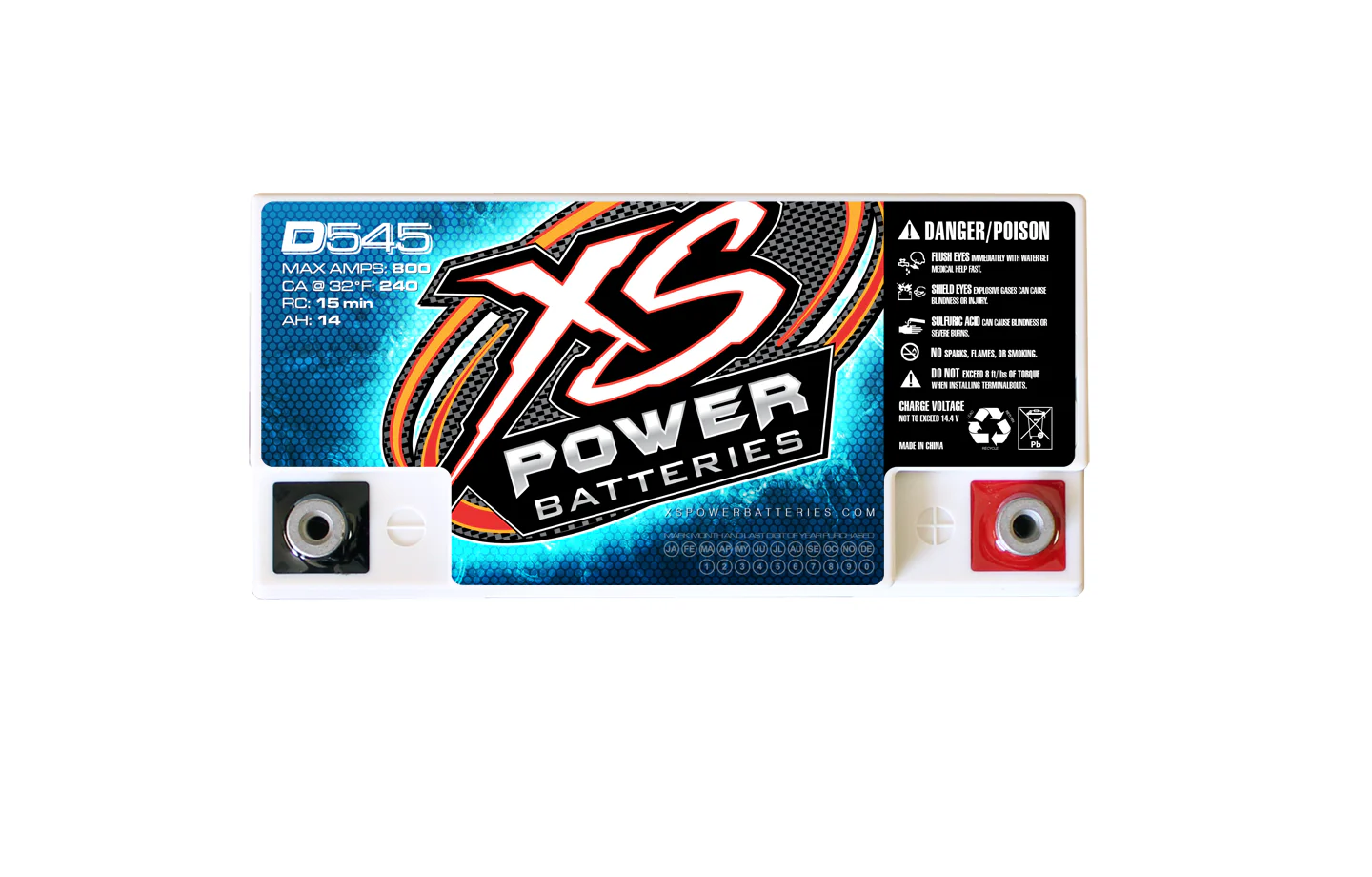 XS Power D545 800 Amp Car Audio Battery + Terminal Hardware + Power/Ground Wires - Image 8