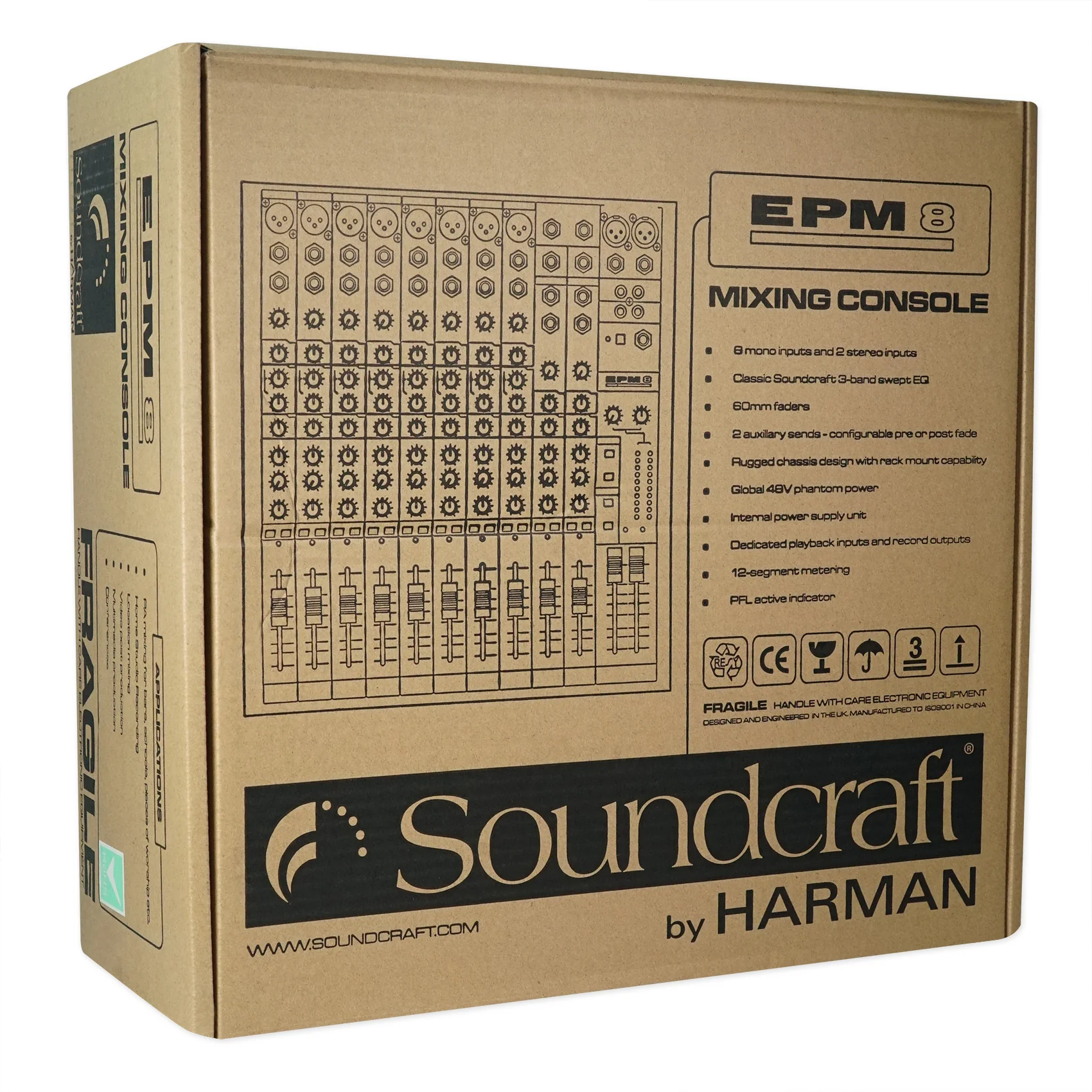 Soundcraft EPM8 2 Bus Recording/Live Mixer Console EPM 8+7 Piece Drum Mic Kit - Image 17