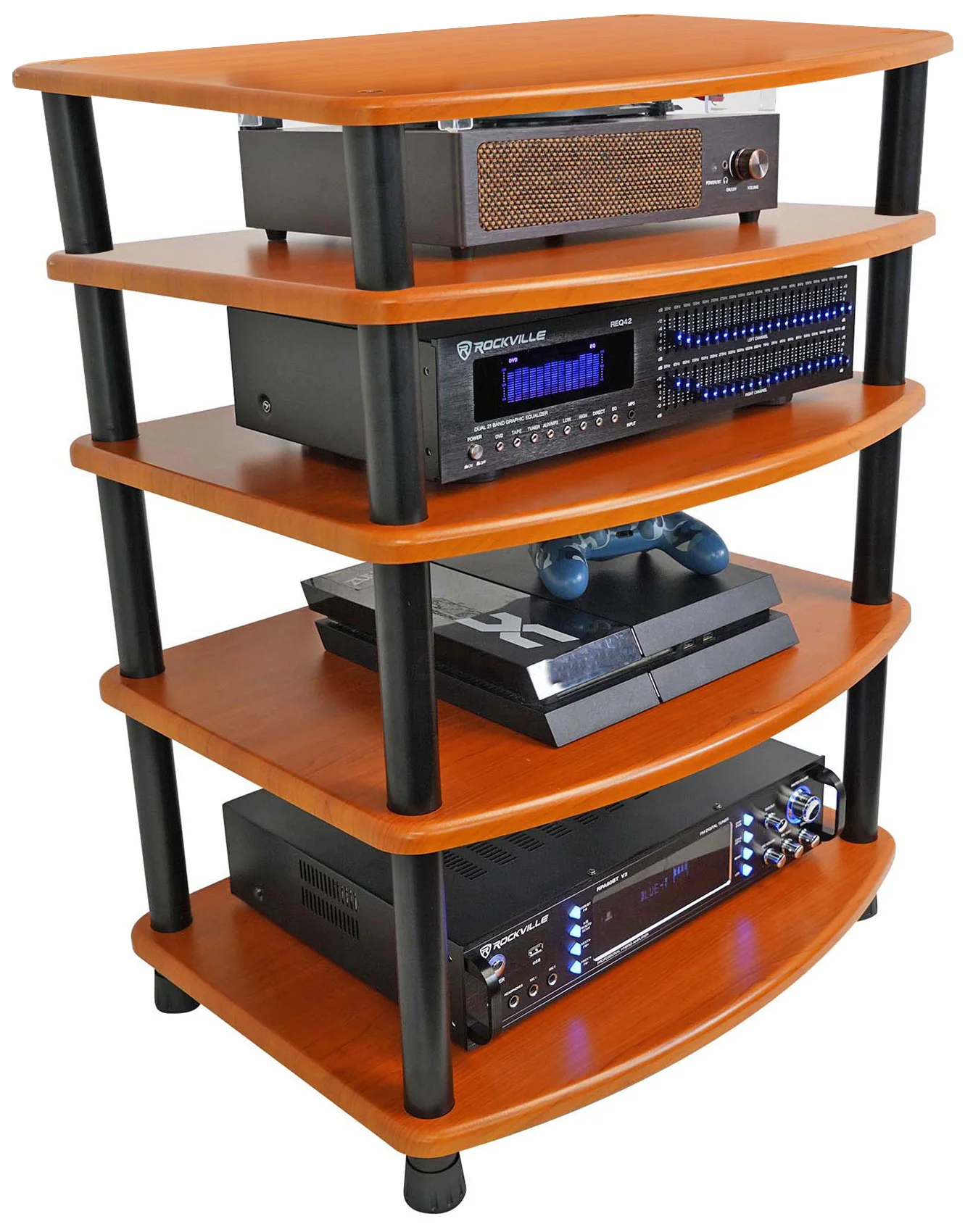 FLX Classic Wood 4-Shelf + Classic Wood Add-On Shelf Bundle