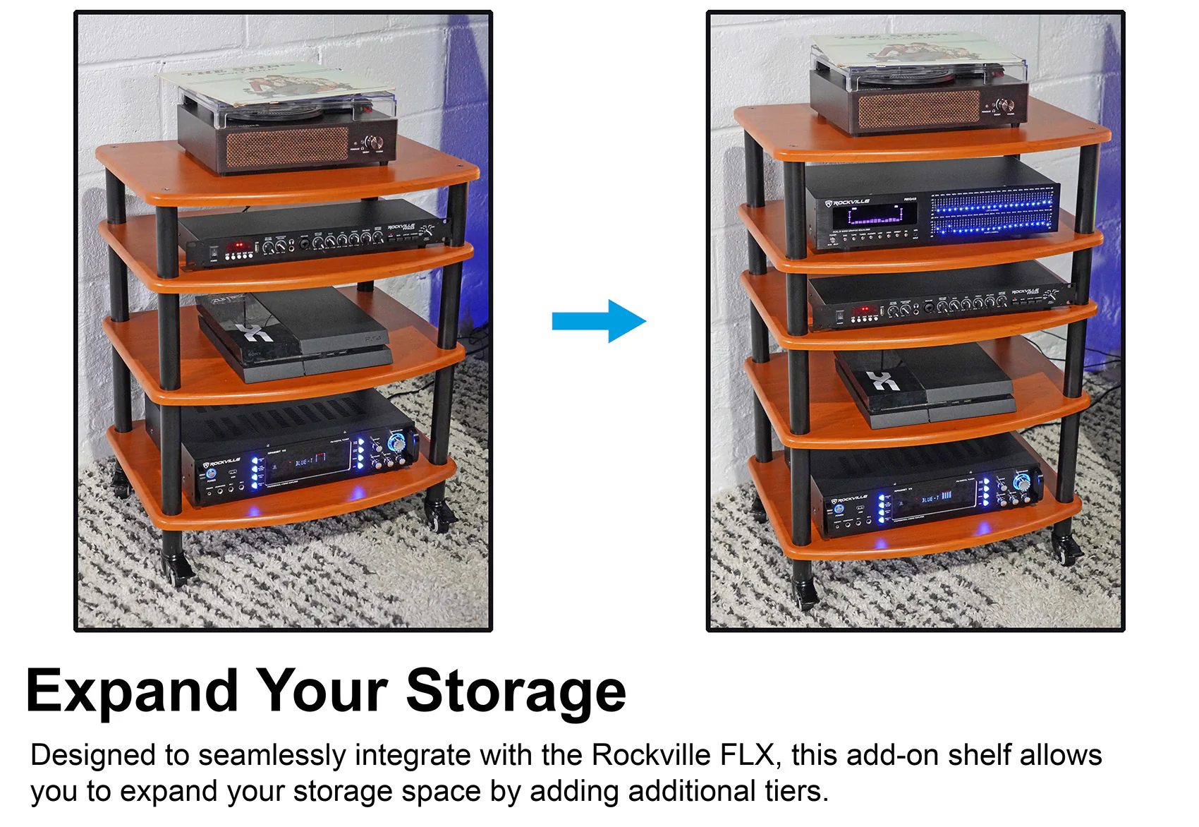 FLX Classic Wood 4-Shelf + Classic Wood Add-On Shelf Bundle - Image 3