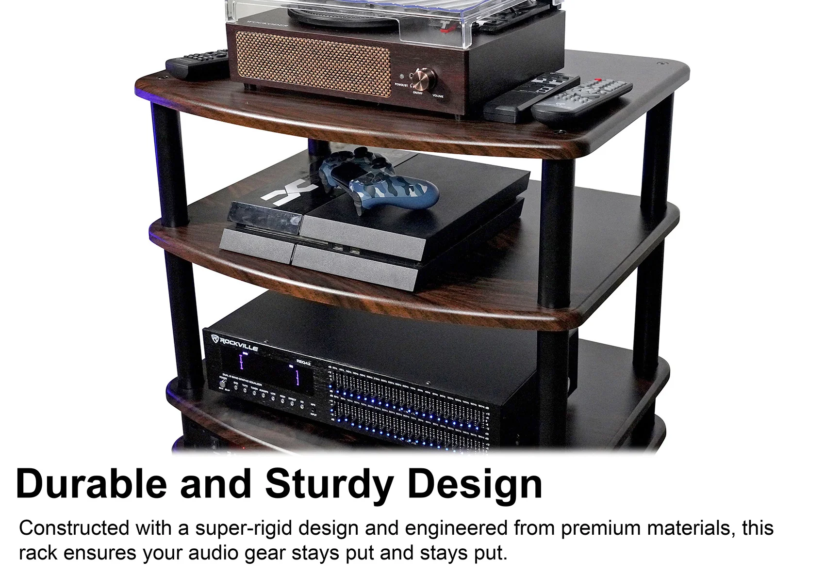 FLX Dark Wood 4-Shelf + Dark Wood Add-On Shelf Bundle - Image 4