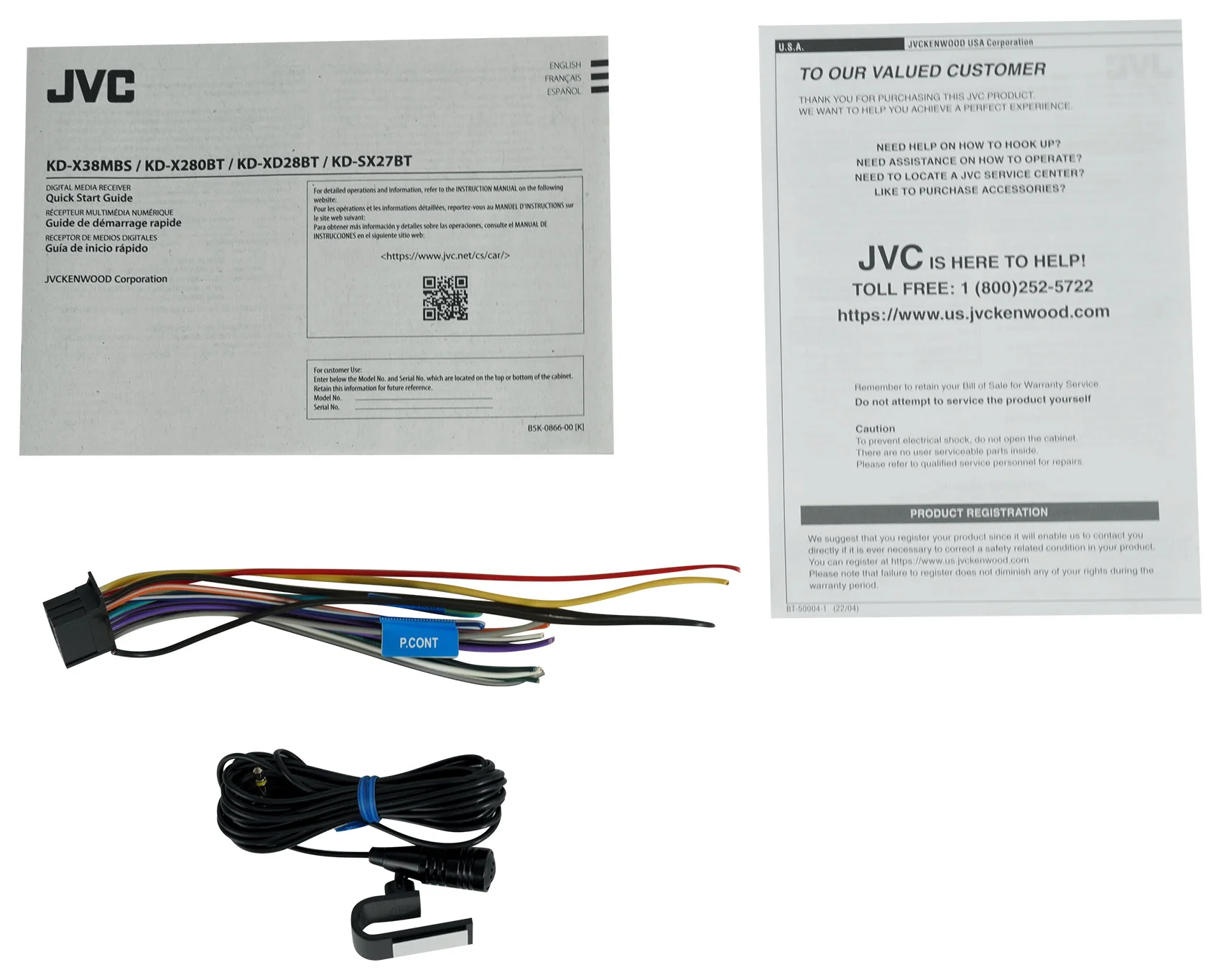 JVC KD-X280BT 1-Din Car Stereo Receiver w/Bluetooth/USB/13-Band EQ+AUX Cable - Image 6