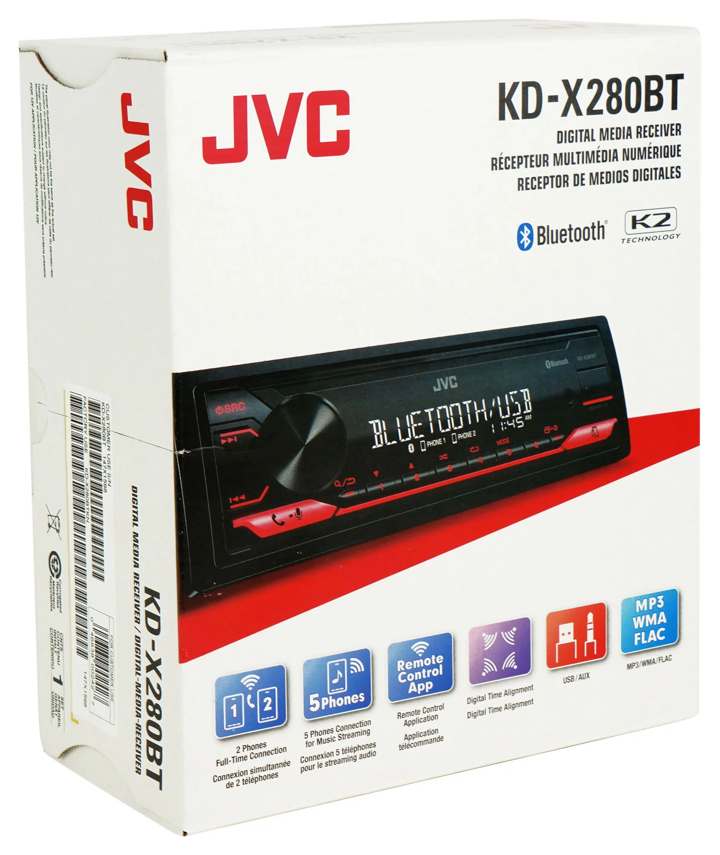 JVC KD-X280BT 1-Din Car Stereo Receiver w/Bluetooth/USB/13-Band EQ+AUX Cable - Image 7