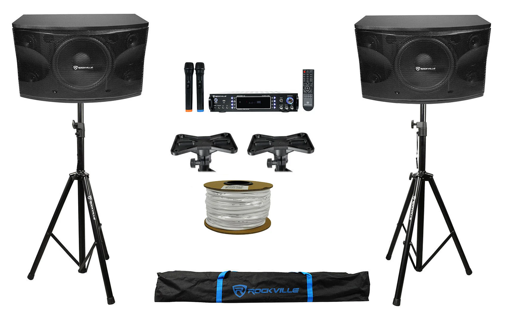 KPS12 12" Karaoke Speakers 2-Pack + RPA70WBT Amplifier Bundle