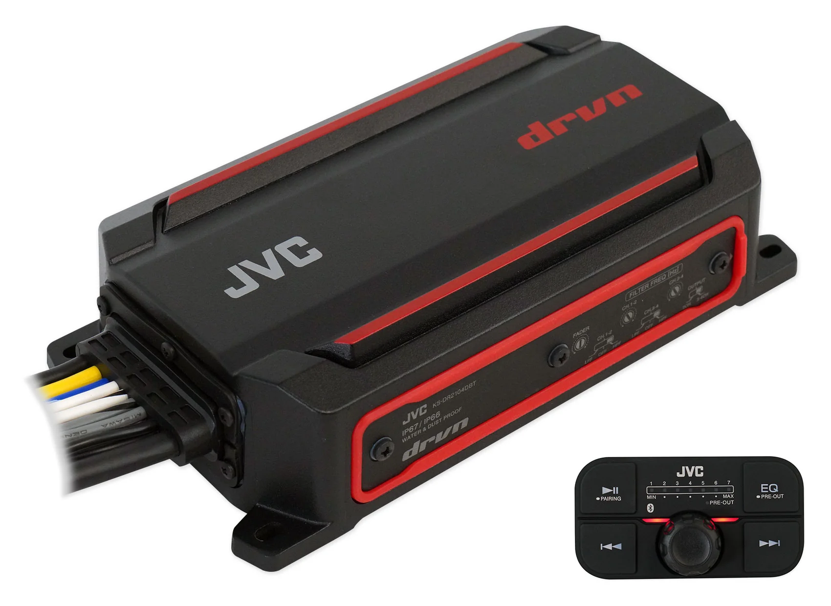 JVC KS-DR2104DBT 600w 4-Channel ATV/UTV Amplifier+(4) Rockville 6.5" Speakers - Image 9