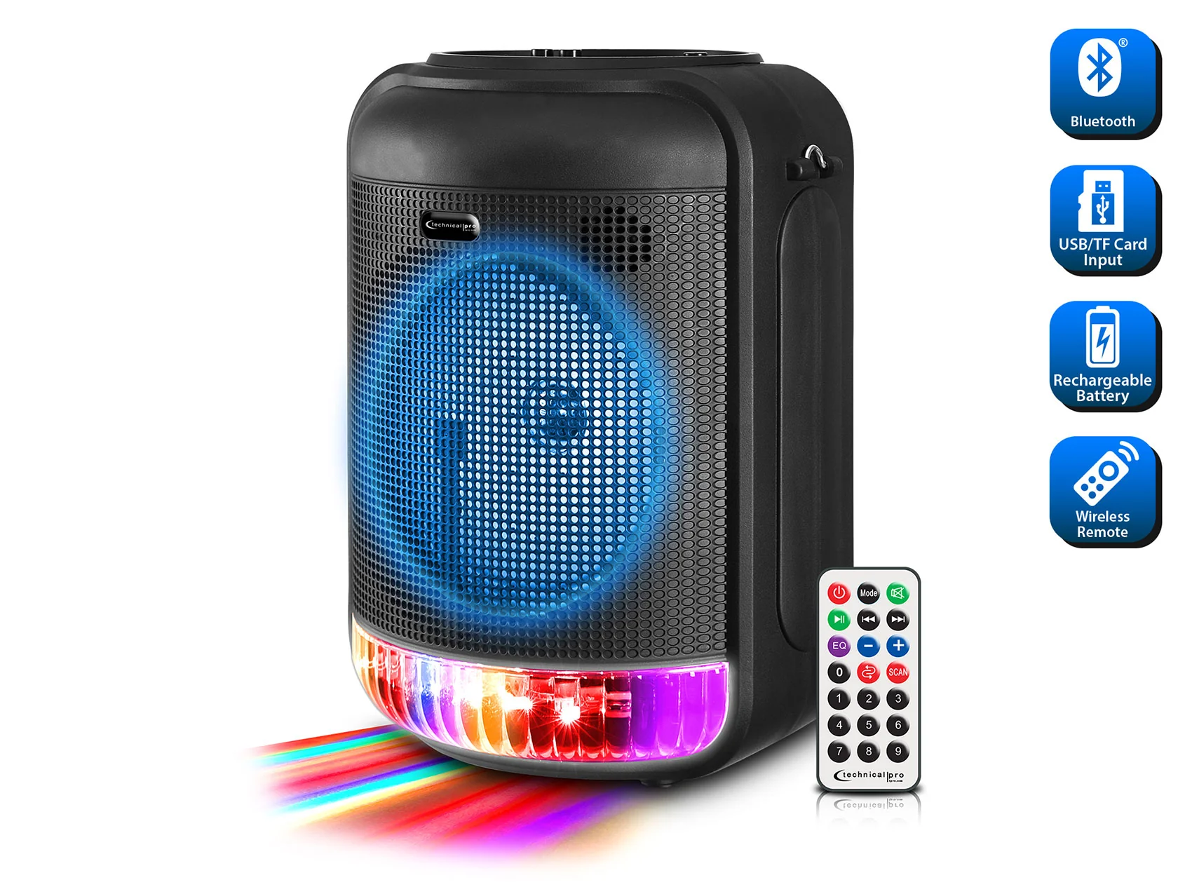 Technical Pro LIT8 Portable Bluetooth Karaoke Machine System w LED+Tablet Stand - Image 18