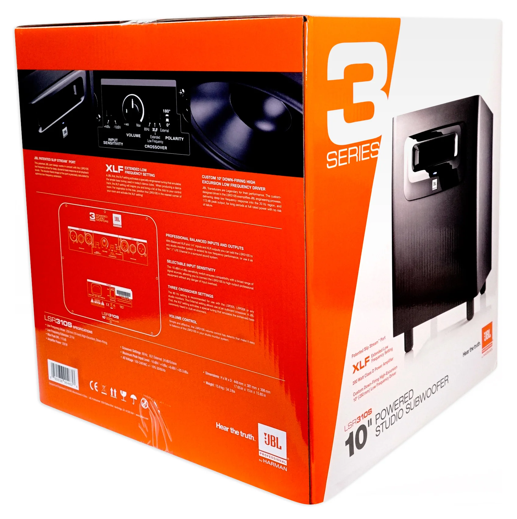 JBL LSR310S 10" 200 Watt Powered Subwoofer Ported Studio Sub w/Downfiring Driver [Open Box] - Image 6
