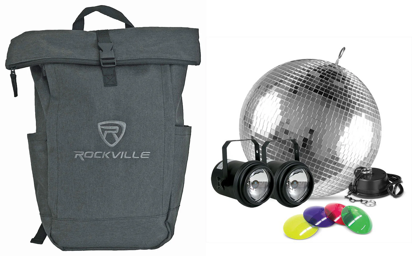 Eliminator American DJ M-502EL 12" Disco Mirror Ball+Motor+Pinspots+Gel+Backpack