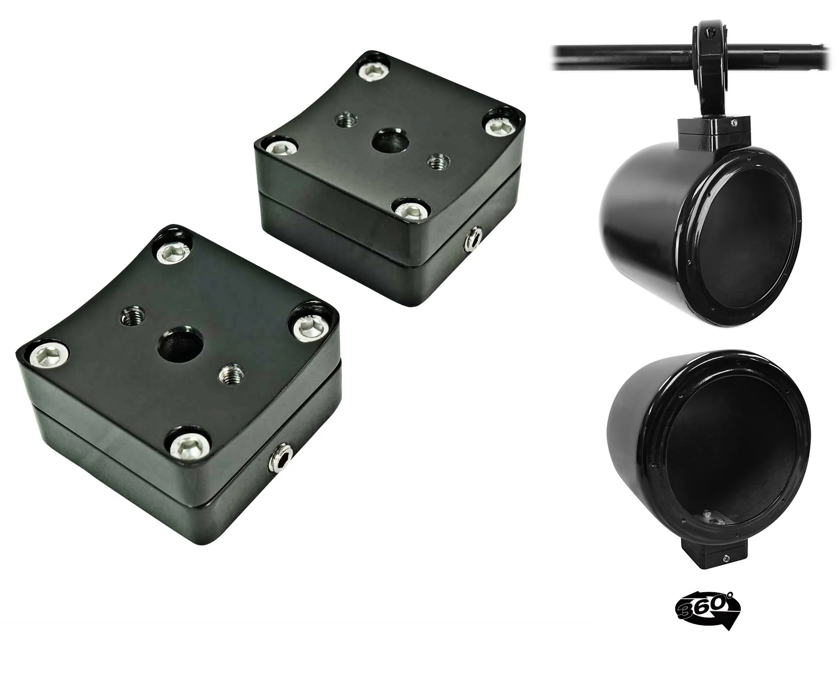 MAC80B Black 7.7" Tower Speaker Pods 2-Pack + MAC360B Swivel Clamps Bundle - Image 21