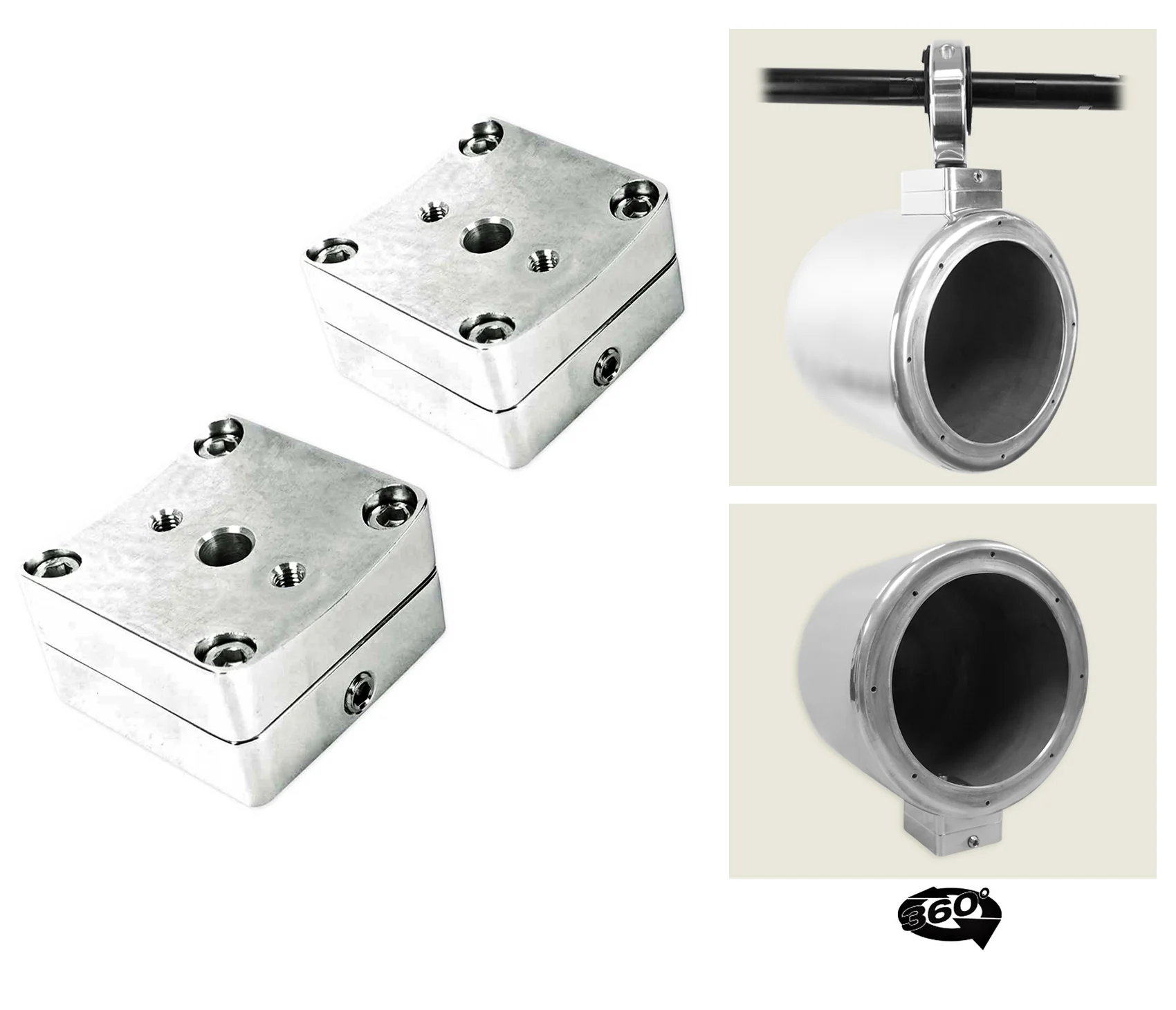MAC80S Polished 7.7" Tower Speaker Pods 2-Pack + MAC360C Swivel Clamps Bundle - Image 20