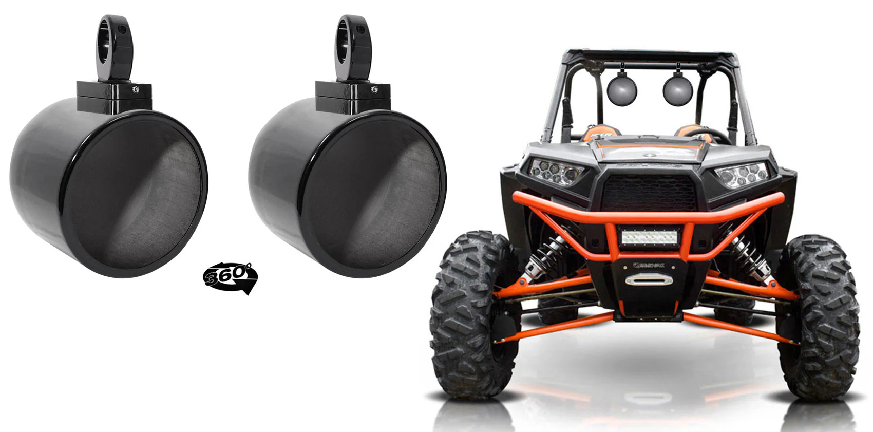 MAC90B 8" Black Speaker Pods + MAC360B Swivel RZR/ATV/UTV Bundle - Image 2