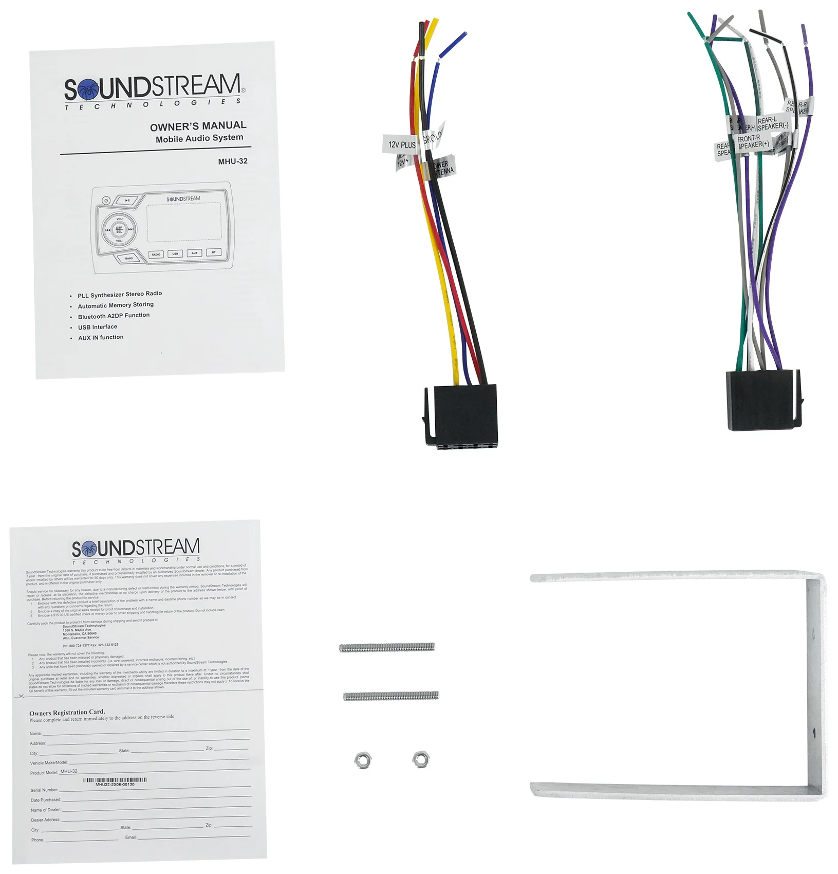 Soundstream MHU-32 Marine Boat ATV/UTV Bluetooth Receiver+2 Black 5.25" Speakers - Image 10