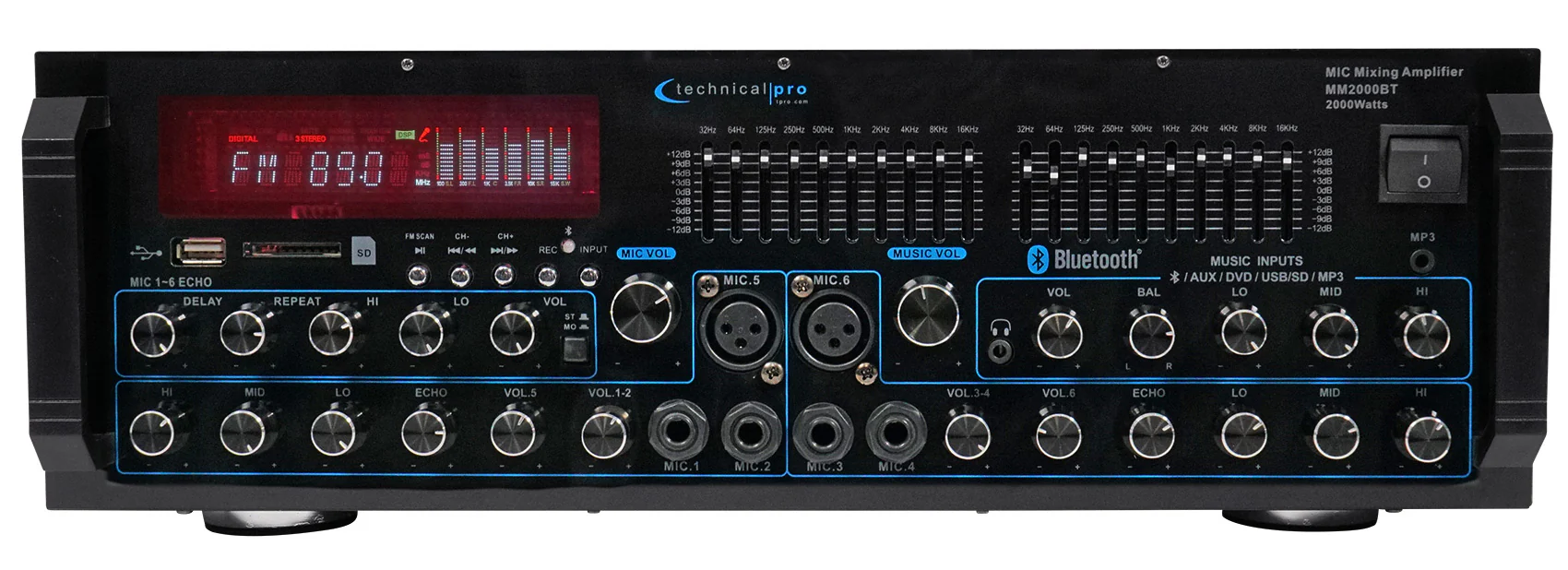 Technical Pro MM2000BT Bluetooth Karaoke Mixer System+(2) 8" Ceiling Speakers - Image 2