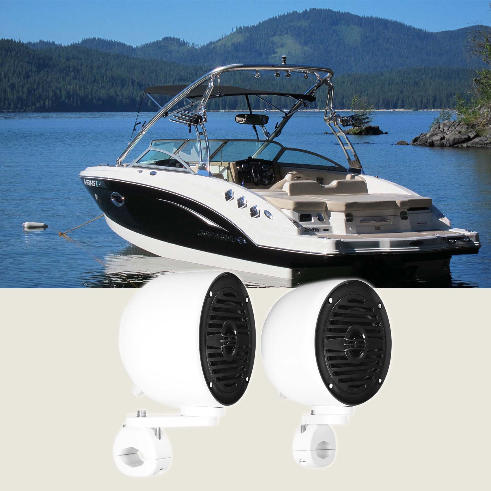 MS40B Black 4" Marine Speakers + MAC40W White Pods Bundle - Image 2