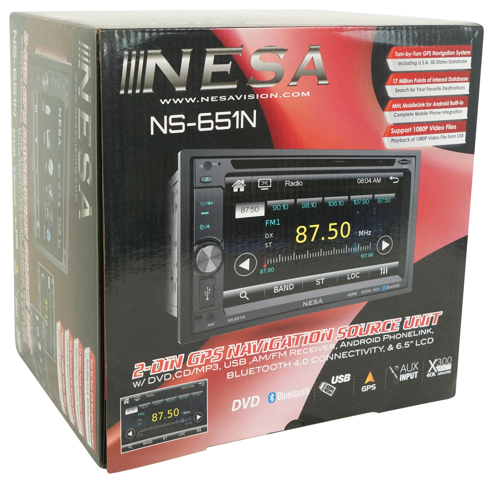 NESA NS-651N 6.5" Car Monitor w/DVD/Bluetooth/GPS/Android PhoneLink+Backup Cam - Image 3