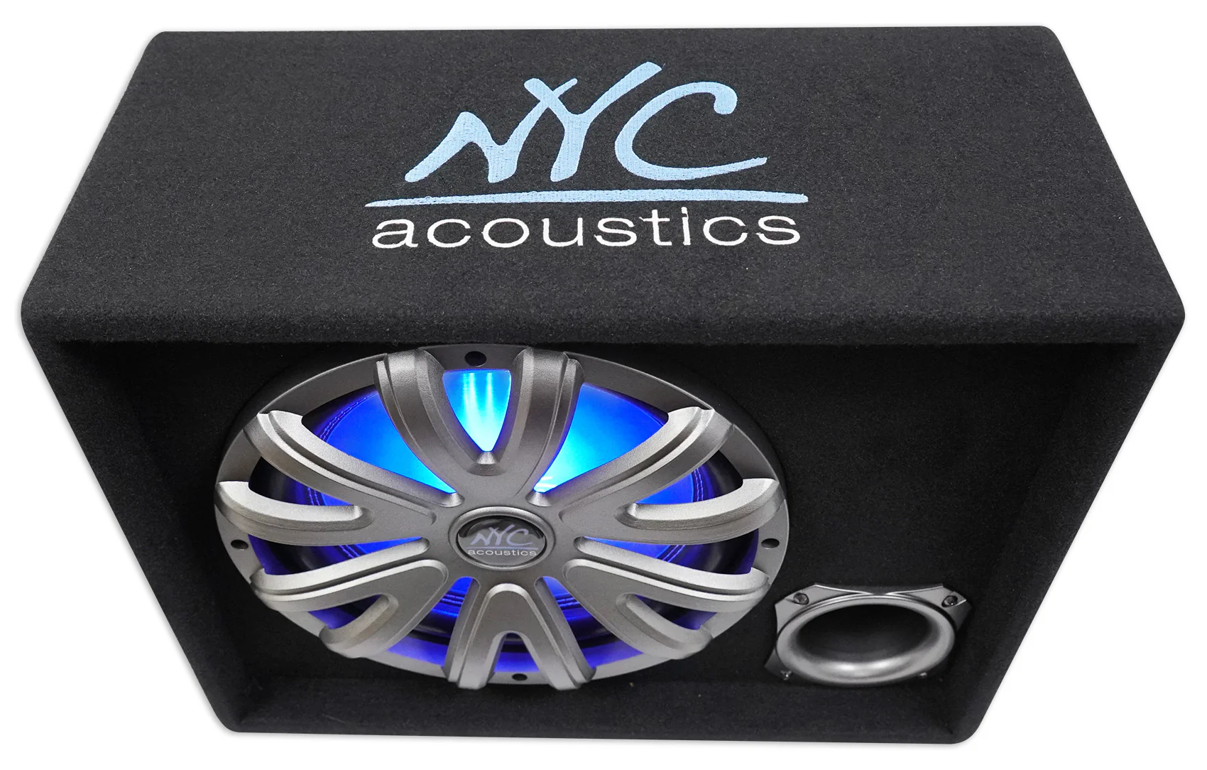 NYC Acoustics NSE12L 12" 1200w Powered Car Subwoofer/Sub Enclosure+LED+Amp Kit - Image 6