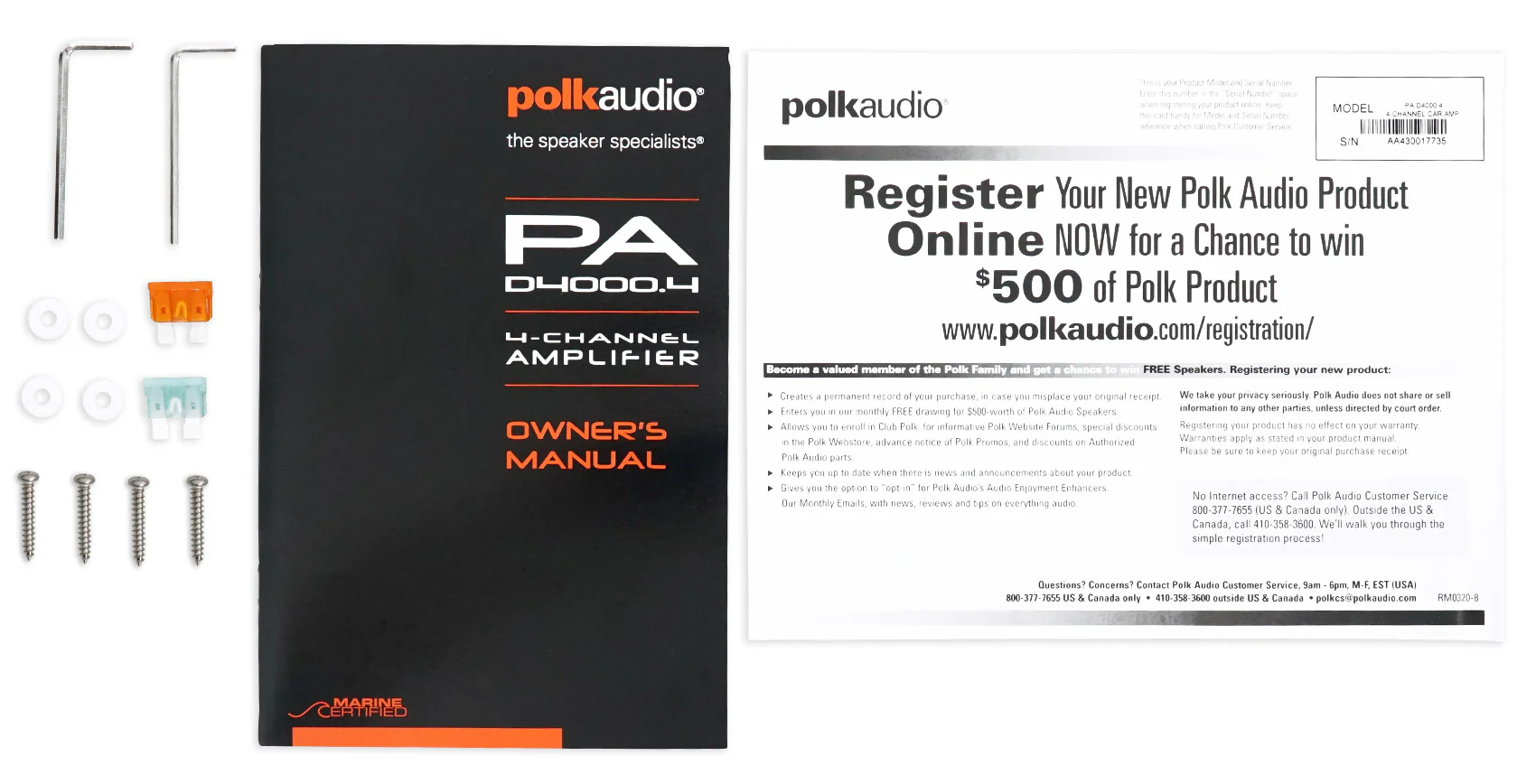 Polk Audio PAD4000.4 800w RMS 4-Channel Marine Boat Amplifier+Amp Kit PA D4000.4 - Image 17