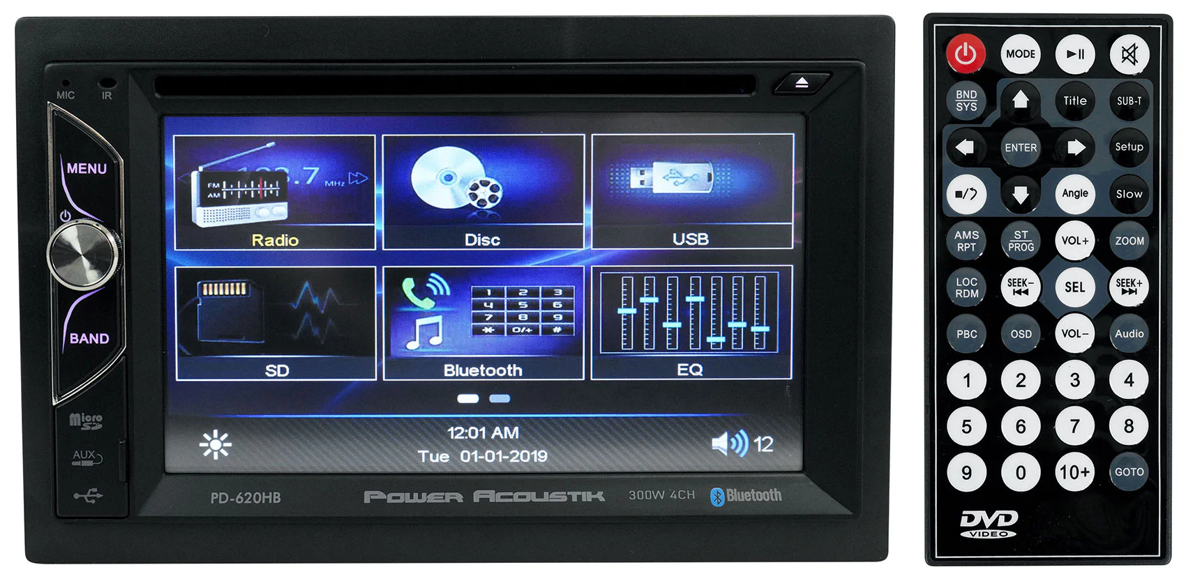 Power Acoustik PD-620HB 6.2” Car Monitor DVD/CD Receiver w/Bluetooth/USB+Camera - Image 2