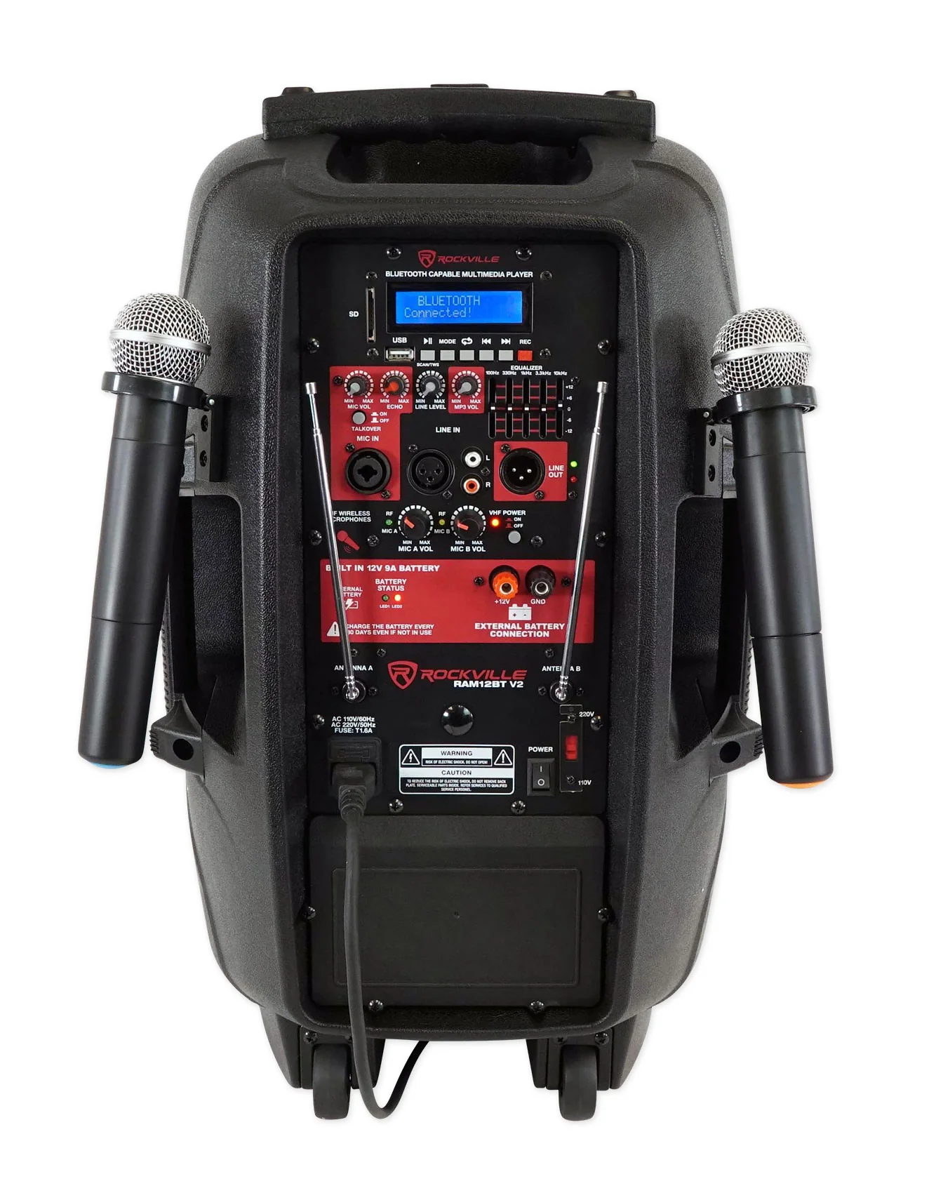 RAM12BT Rechargeable PA Speaker + RWM1202VH Wireless Mic System Bundle - Image 3