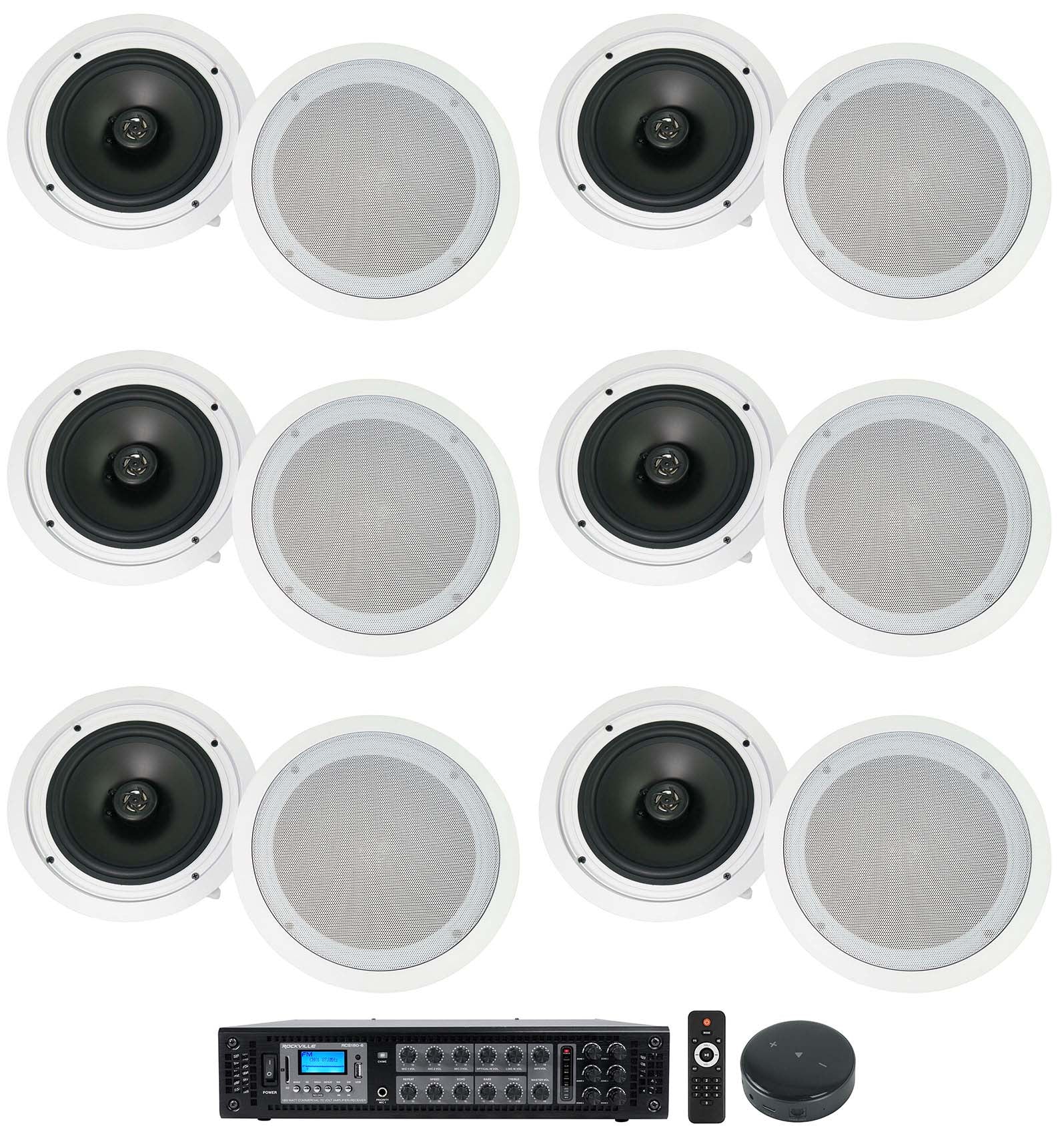 CC80T White 12-Pack + RCS180-6 Amp + Wiim Mini Bundle
