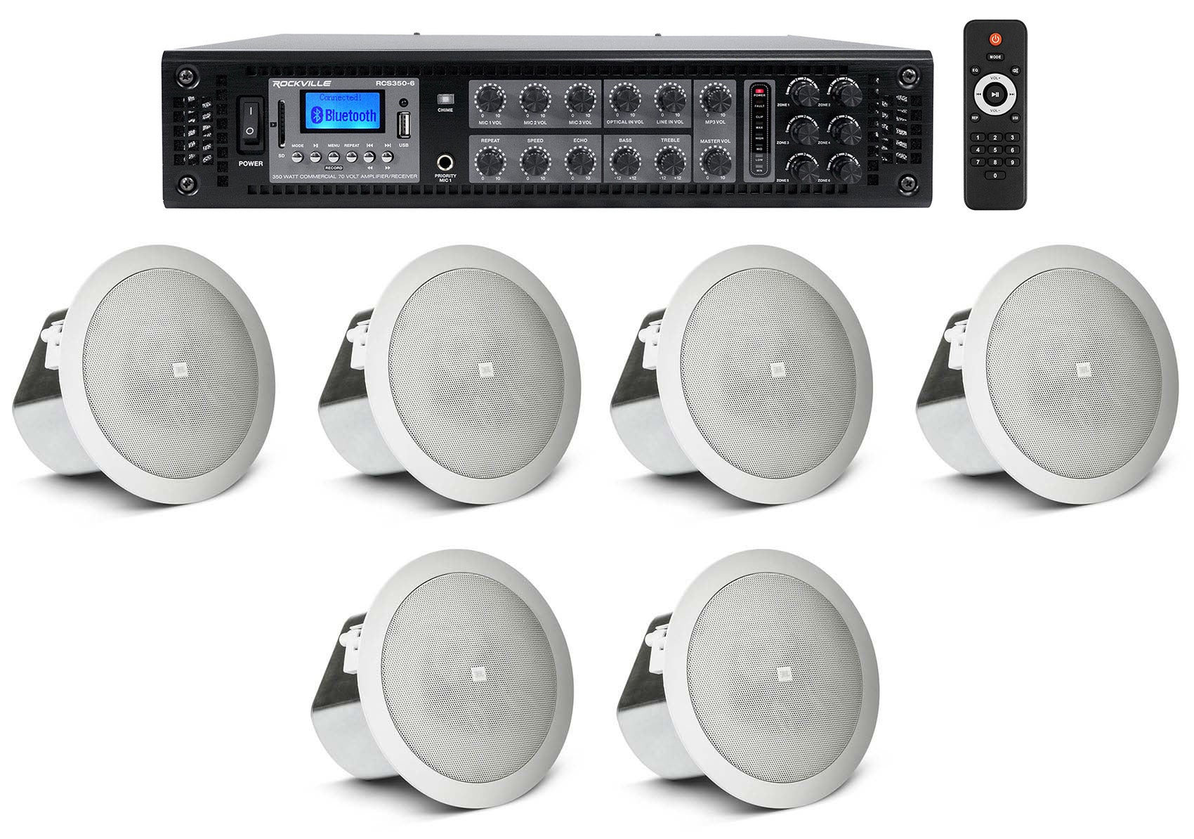 JBL Control 12C/T 6-Pack + RCS350-6 Amplifier Bundle