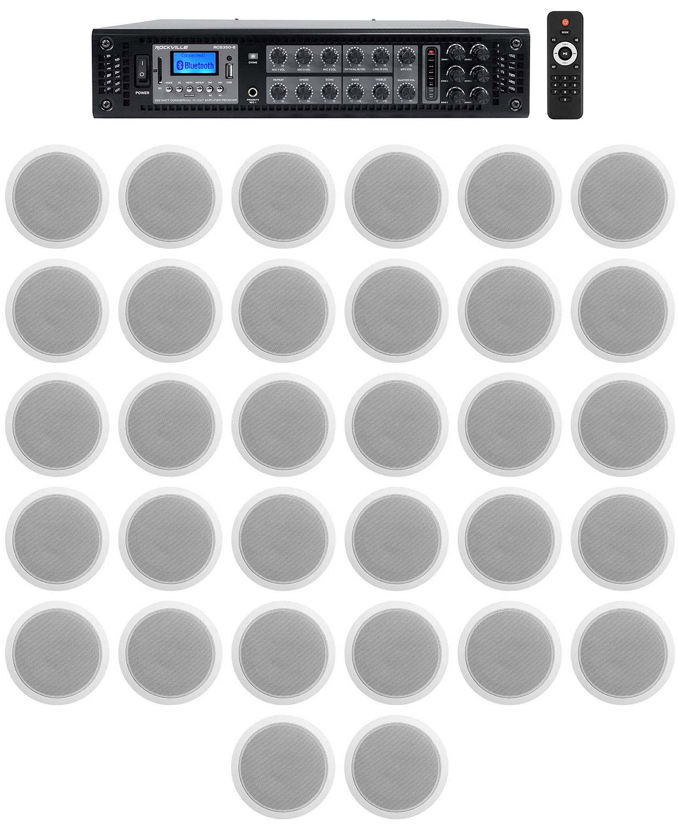 CCL6T White 32-Pack + RCS350-6 Amplifier Bundle