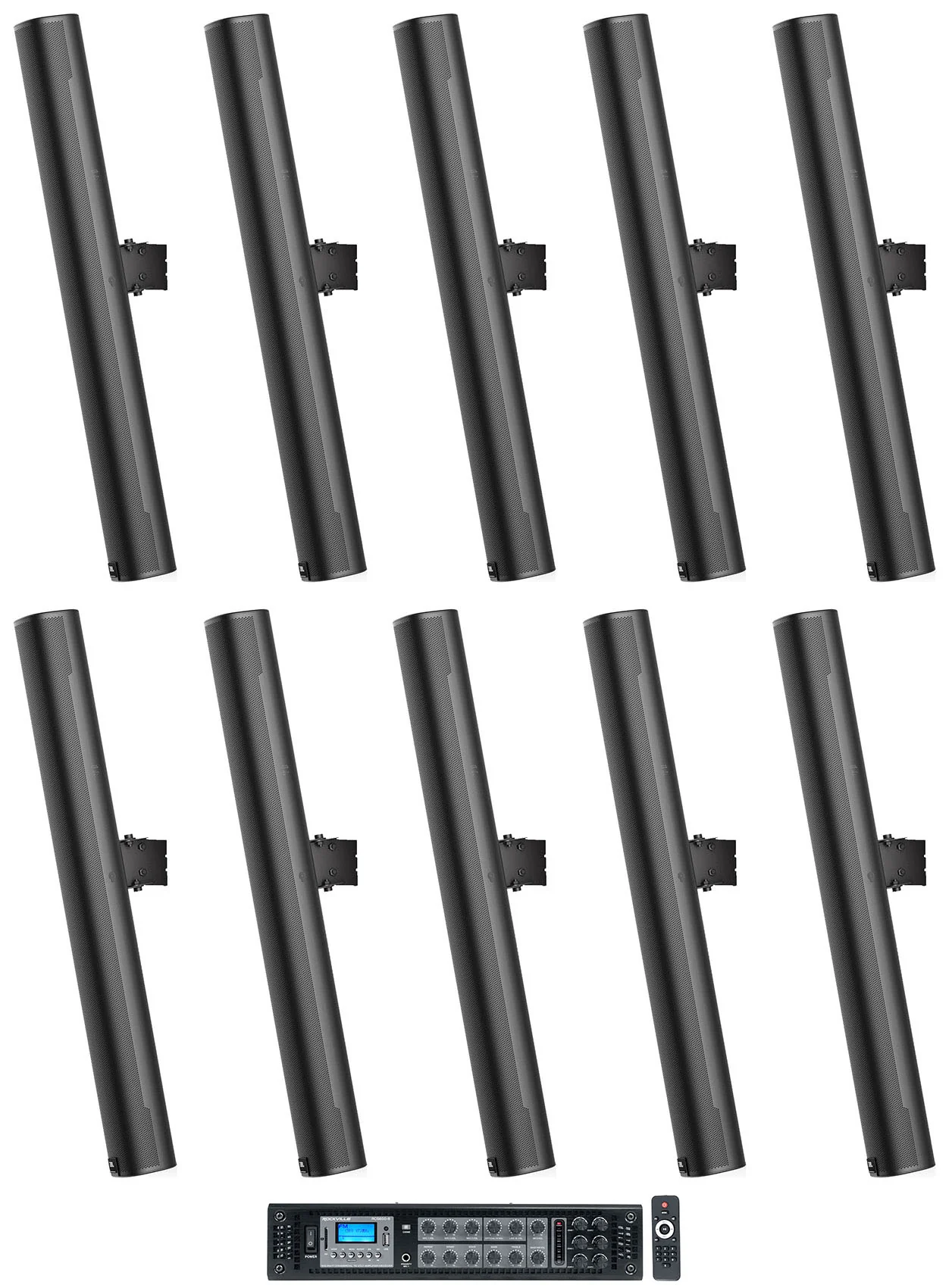 JBL COL800 Black 10-Pack + RCS650-6 Amplifier Bundle