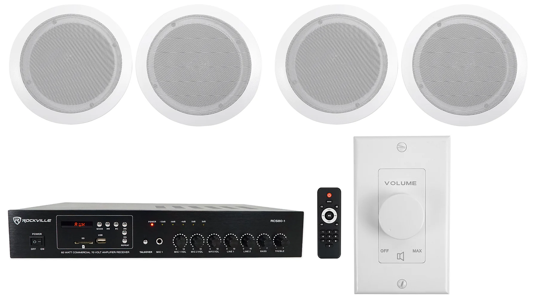 CC65T White 2-Pack + RCS80-1 Amplifier Bundle