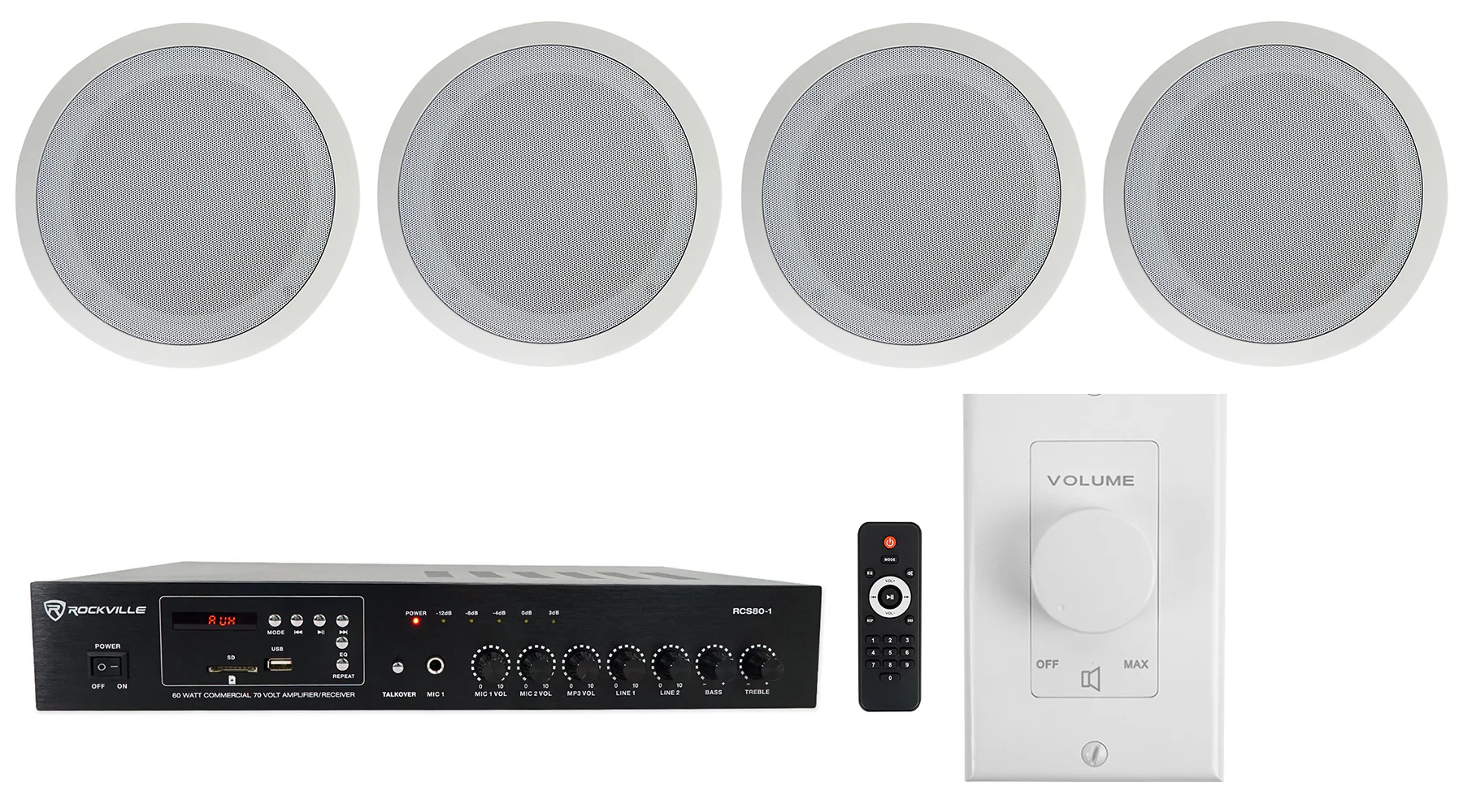 CC80T White 2-Pack + RCS80-1 Amplifier Bundle