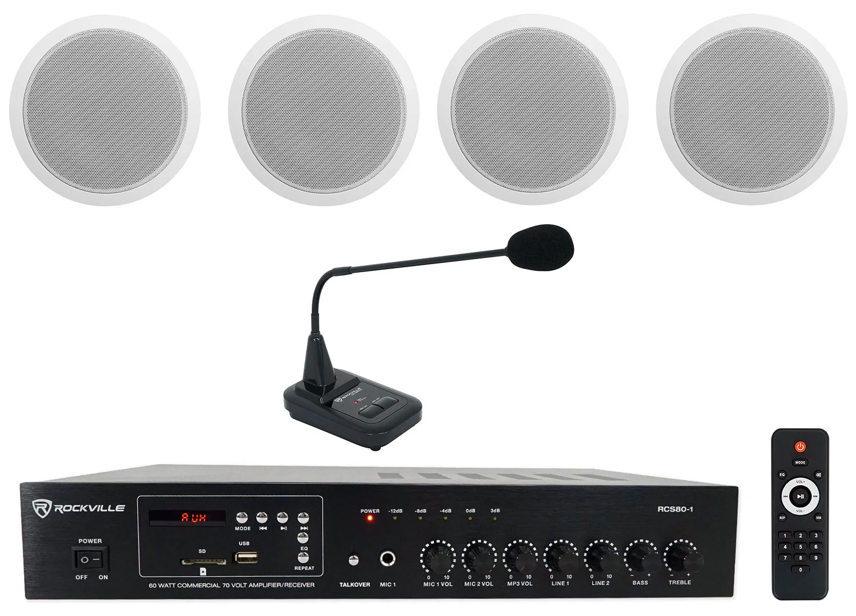 CCL6T White 4-Pack + CH-MIC70 + RCS80-1 Bundle