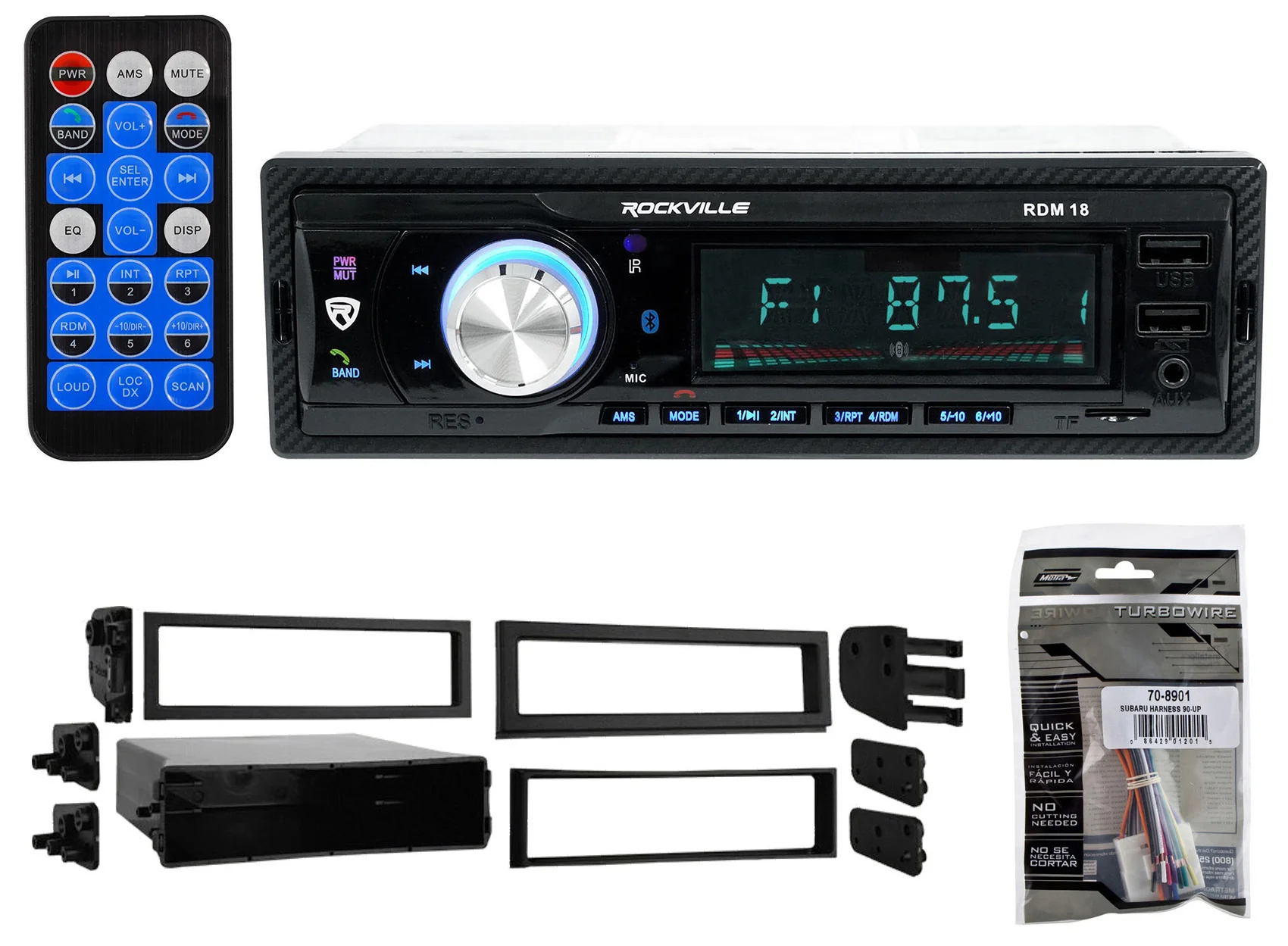 RDM18 7" 2-DIN Navigation Receiver + Subaru Install Kit Bundle