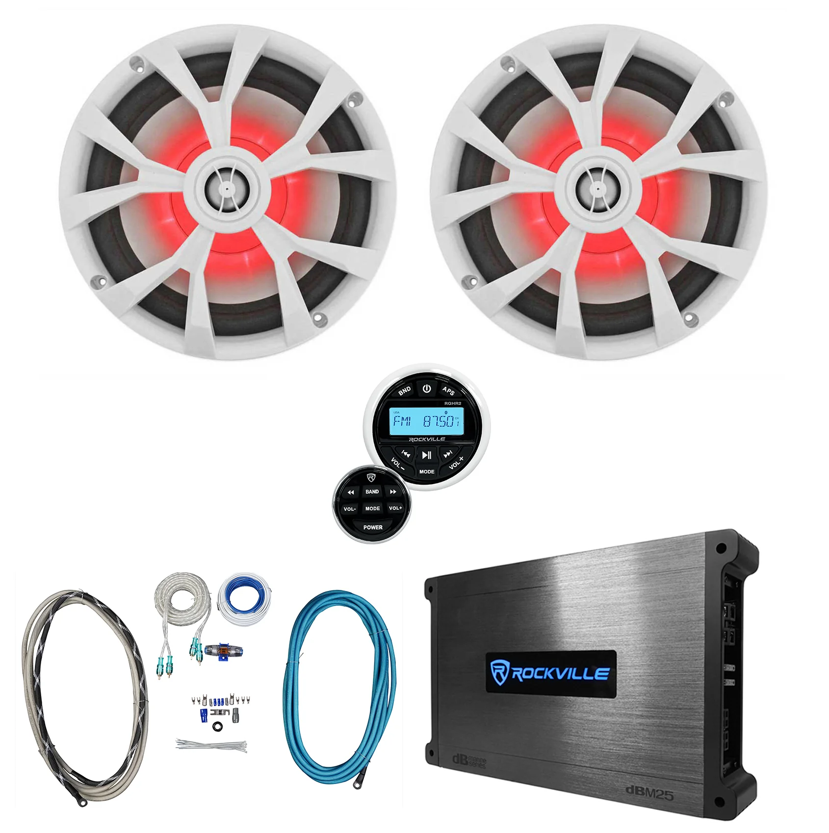 RKL80MW 8" Speakers + RGHR2 Receiver Bundle