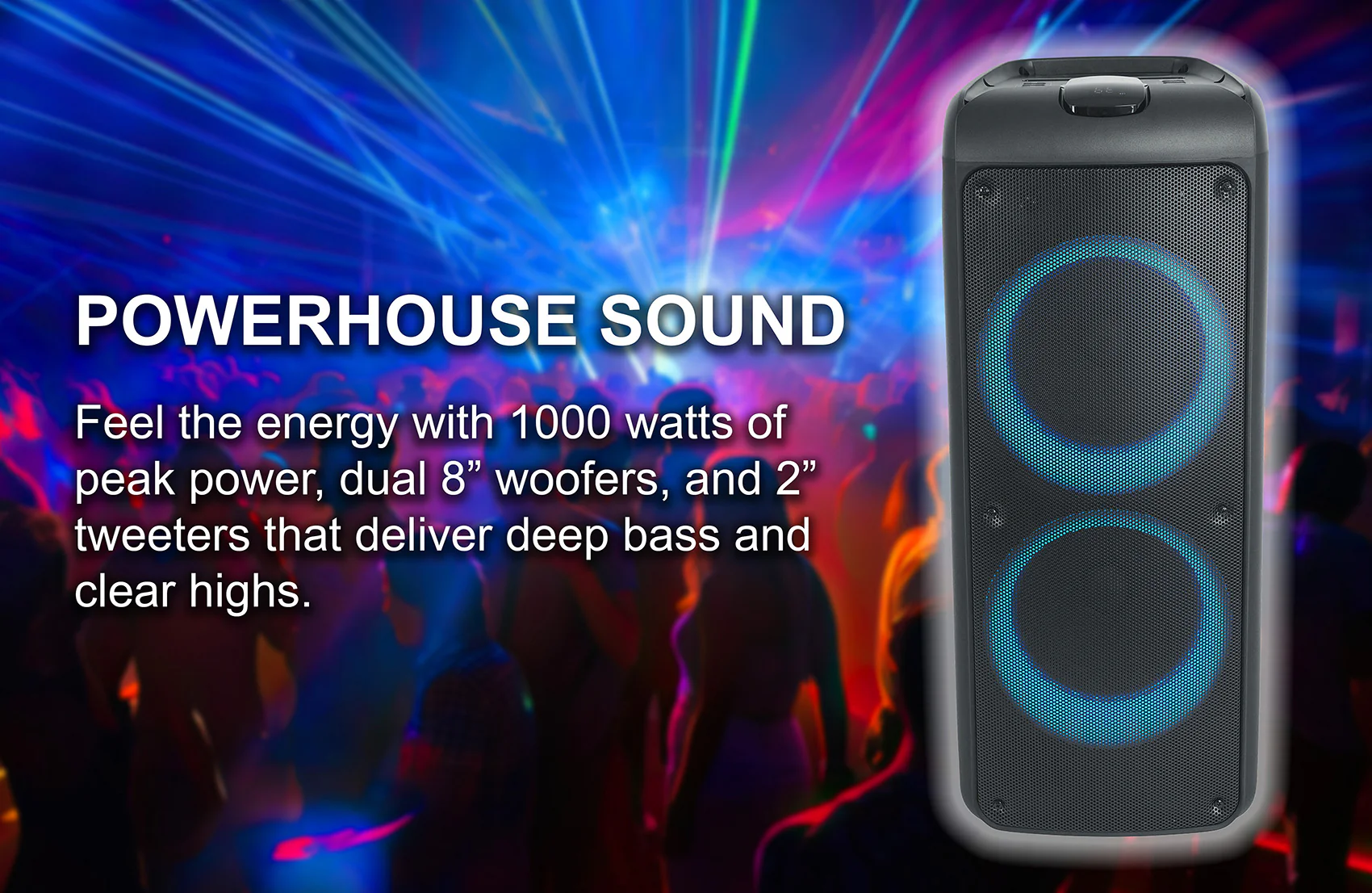 ROCK PARTY 9 Party Speaker Karaoke Bundle with Wireless Microphones - Image 9