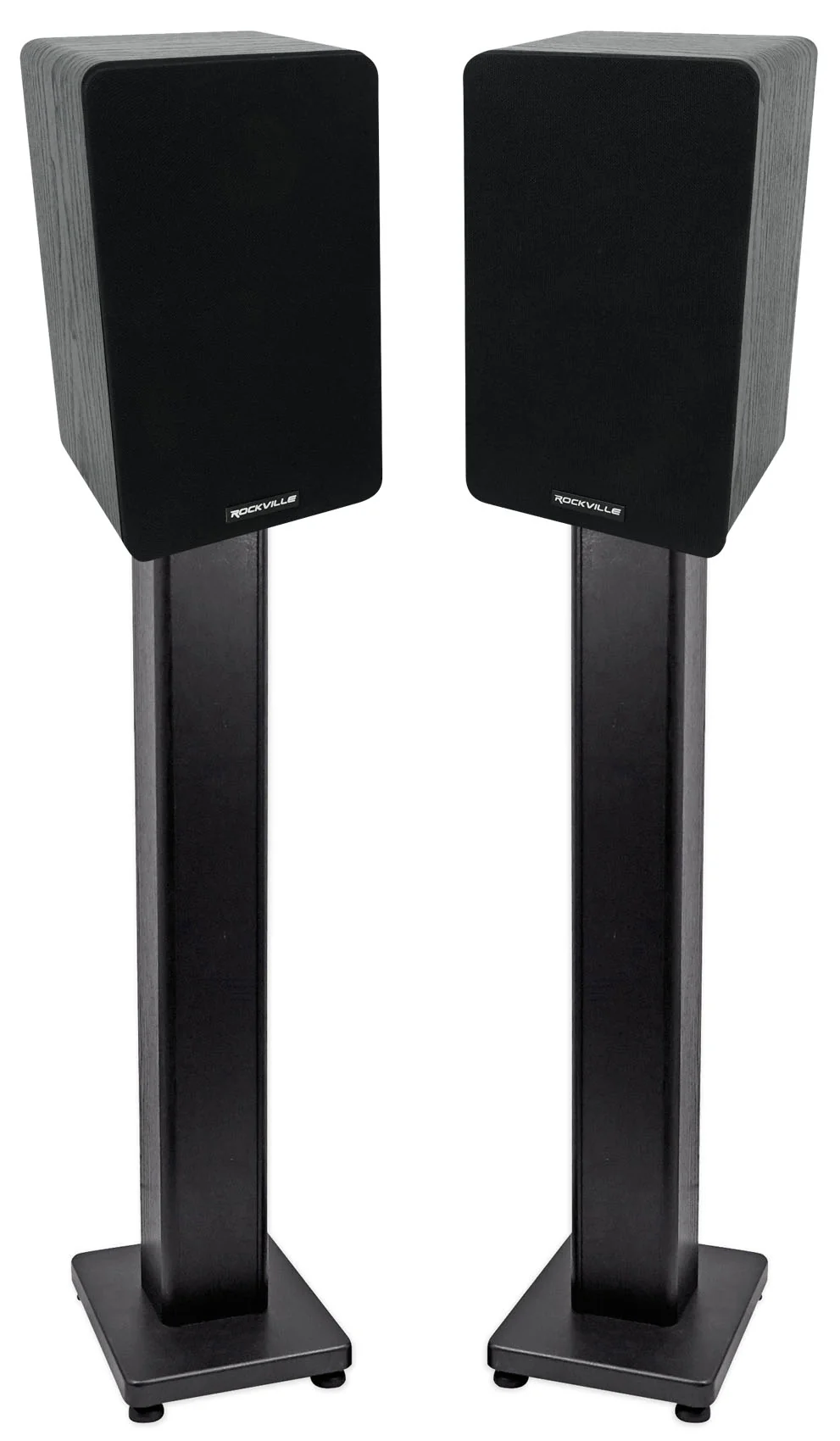 RockShelf 58B Black 2-Pack + RHT28 28" Speaker Stands Bundle