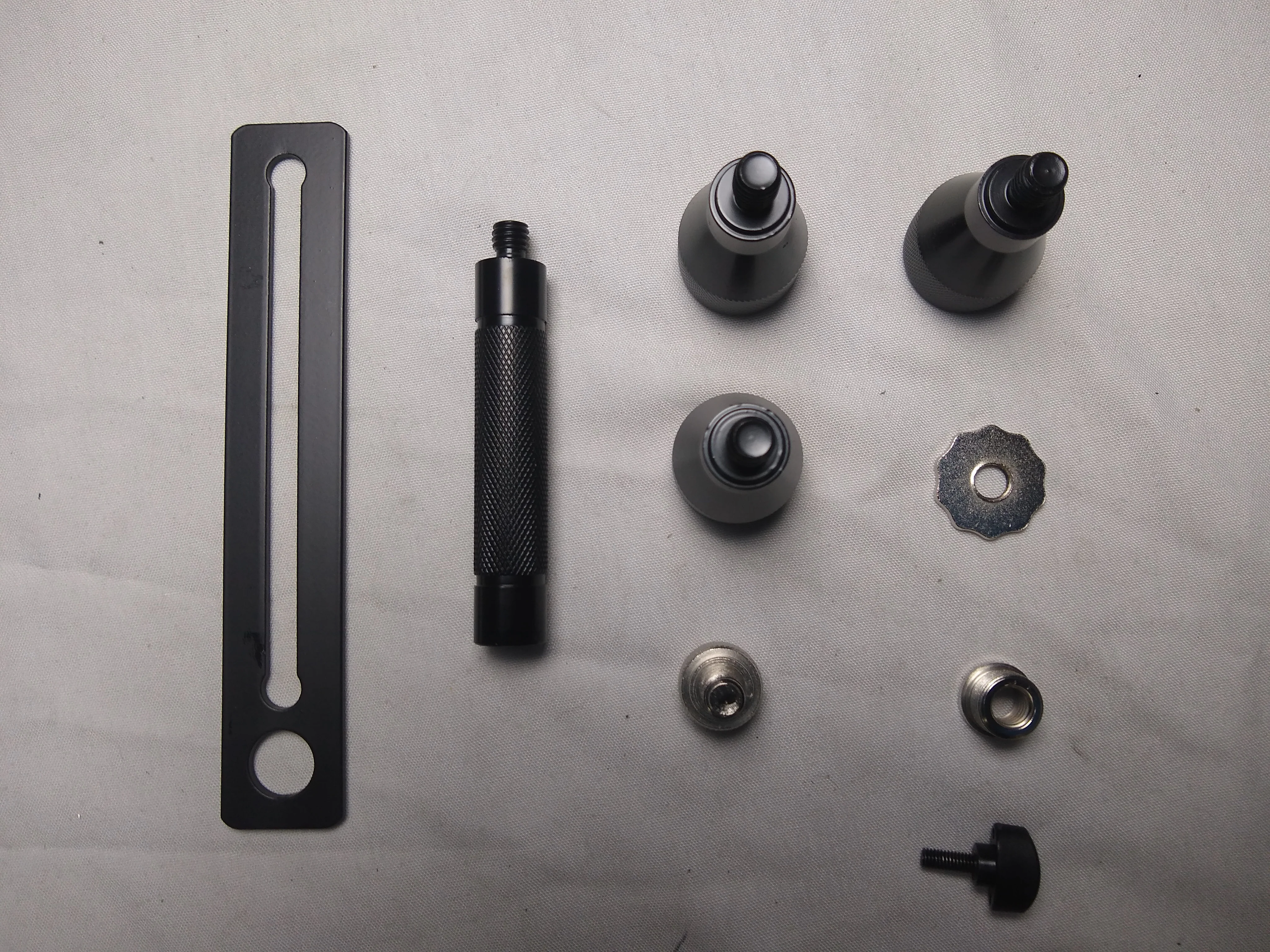 ROCKSHIELD 3 HARDWARE (inlcudes black pole,small railing, 3/8-5/8 adapter, silver screws and washer, and small tightening knob and 3 large knobs - Image 2