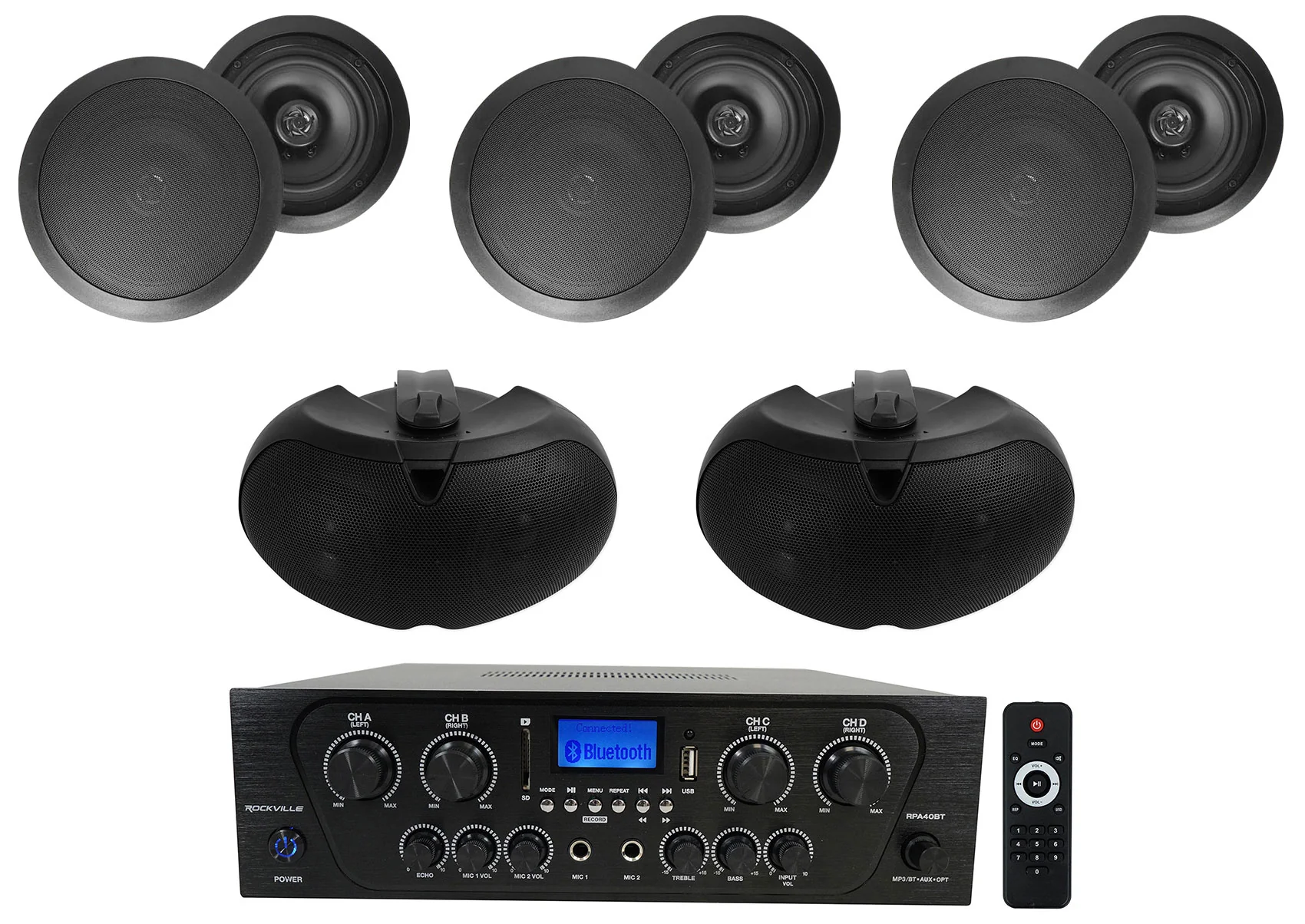 RPA40BT + HC655 Black 6-Pack + D4-8 Black 2-Pack Bundle